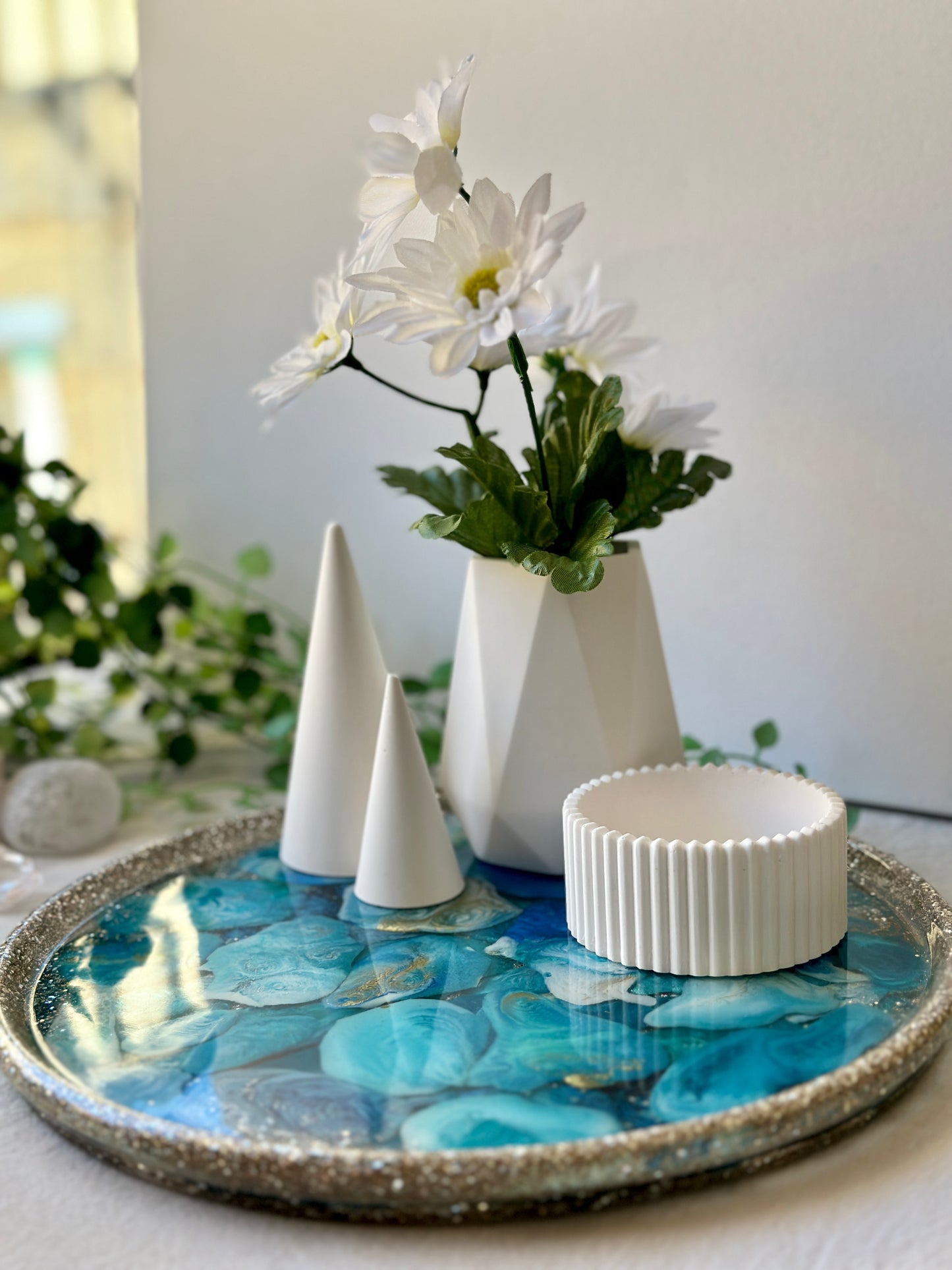 Classic white acrylic resin vase
