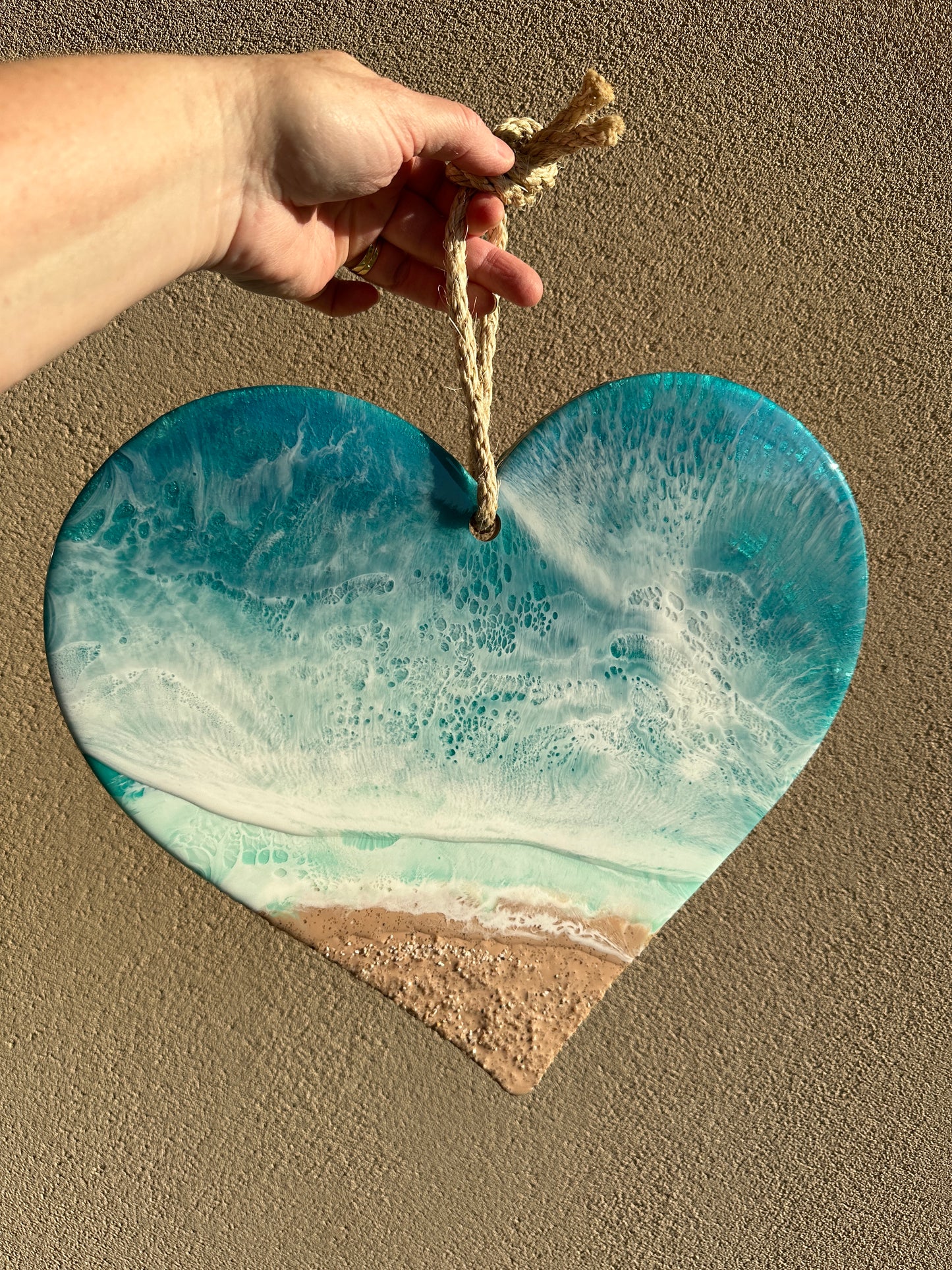 CHERISH - ocean style heart shaped wall art with dimensional waves