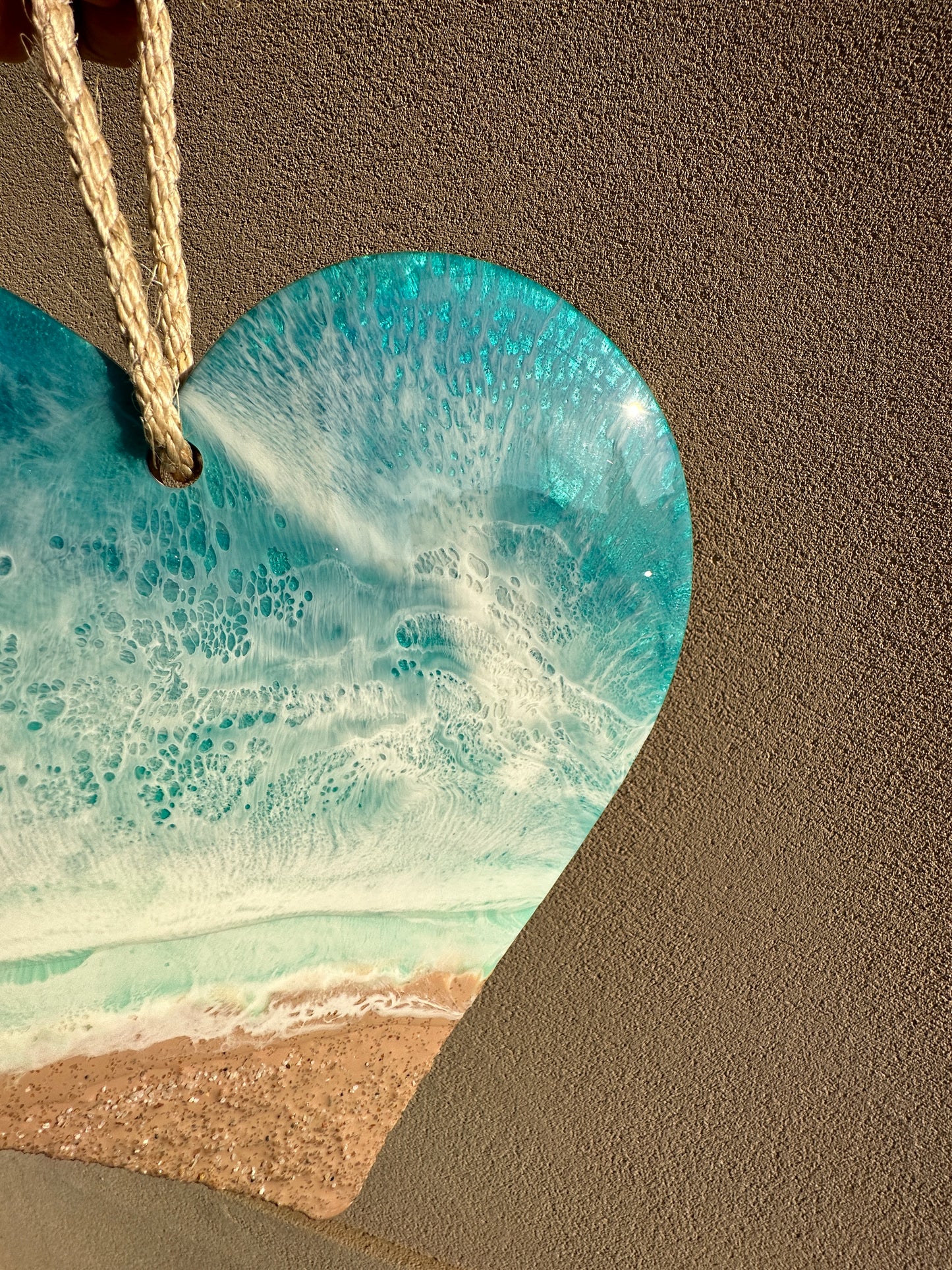 CHERISH - ocean style heart shaped wall art with dimensional waves