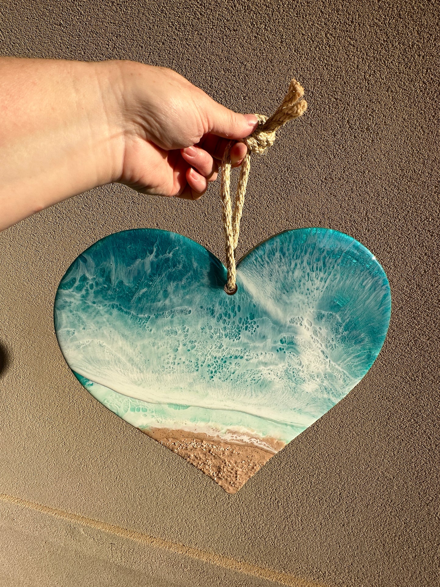 CHERISH - ocean style heart shaped wall art with dimensional waves