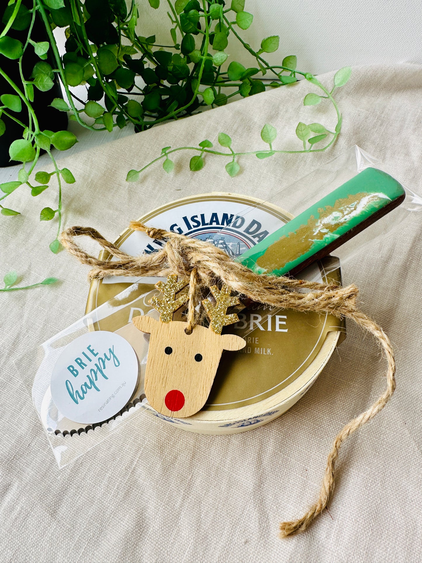 Bamboo green resin cheese knife - READY TO POST