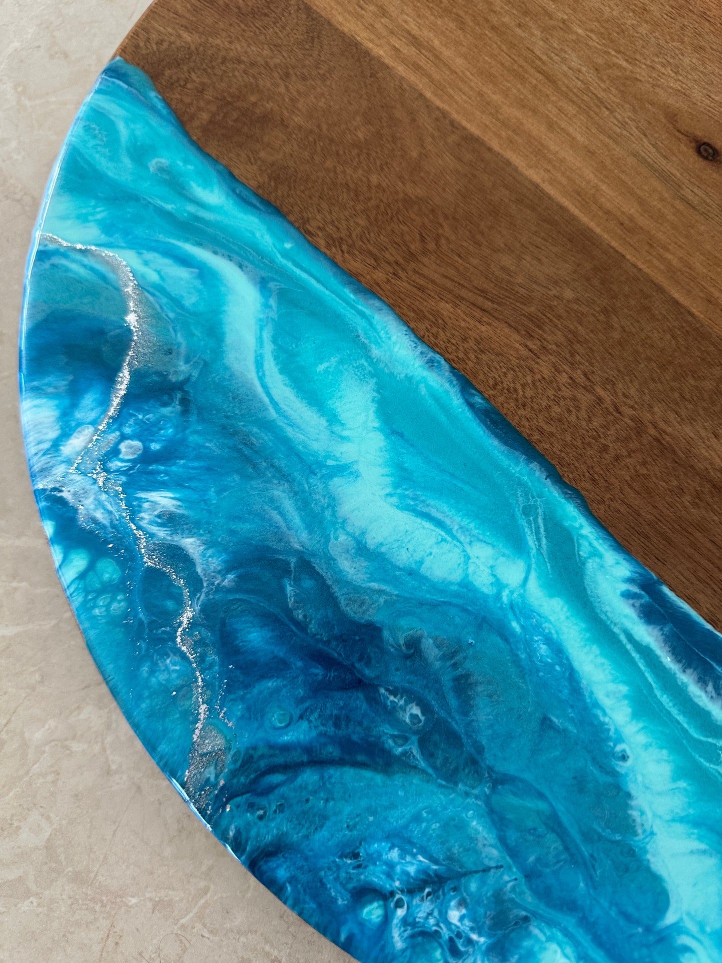 LAZY SUSAN - in aqua and teal resin