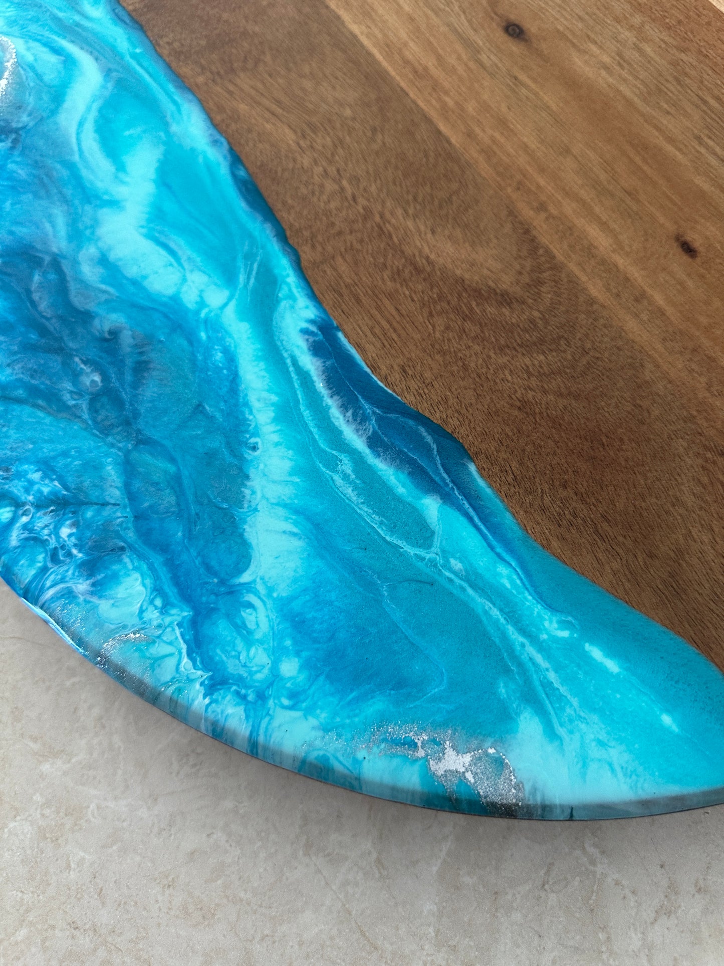 LAZY SUSAN - in aqua and teal resin