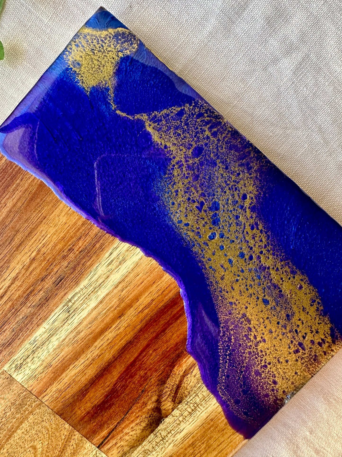 SERVING BOARD - metallic purple, electric blue and gold board