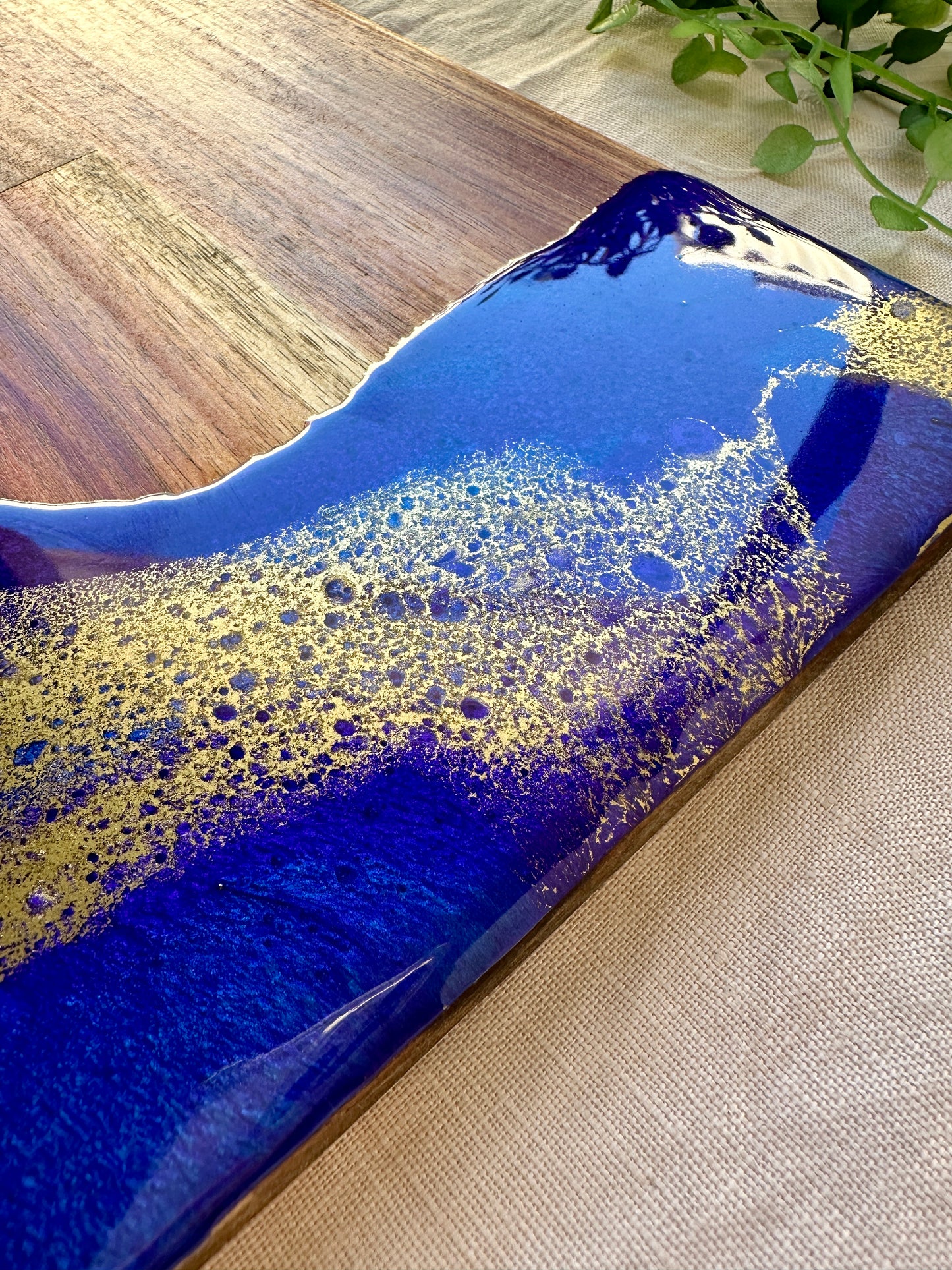 SERVING BOARD - metallic purple, electric blue and gold board