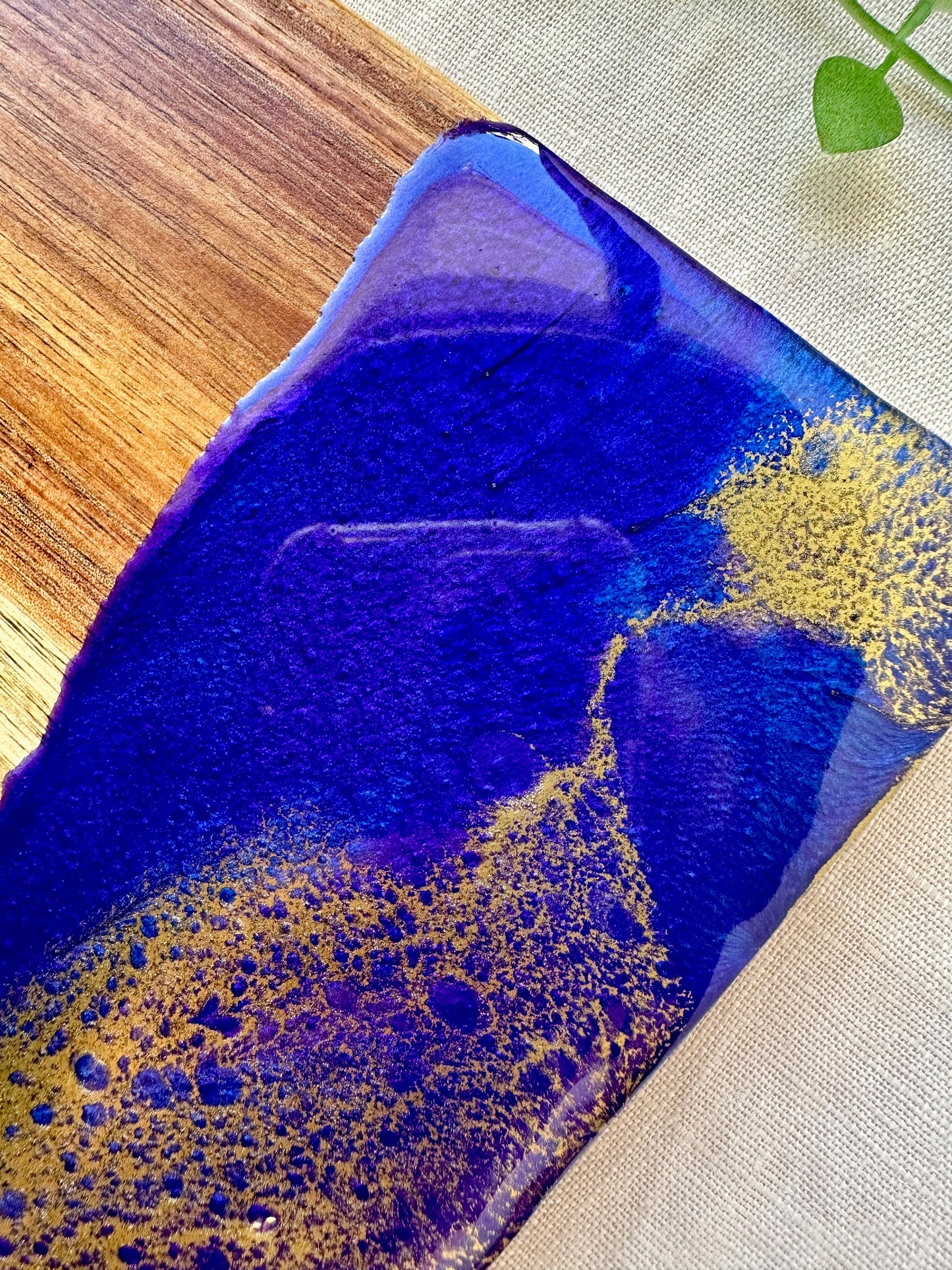 SERVING BOARD - metallic purple, electric blue and gold board