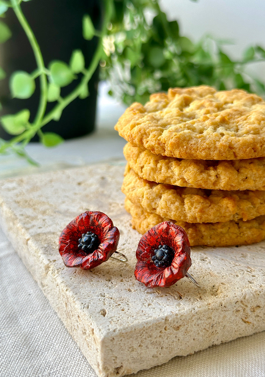 Lest We Forget - Red poppy earrings