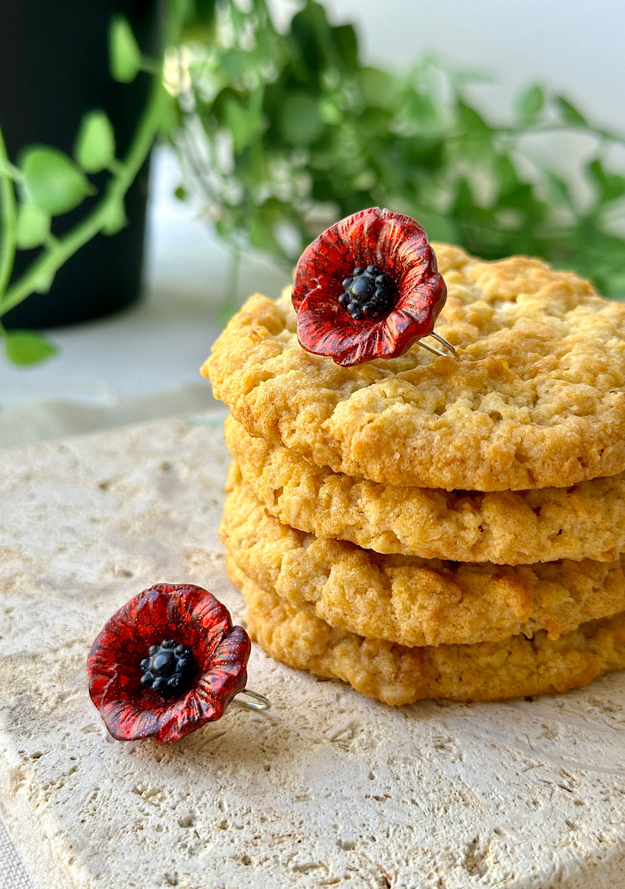 Lest We Forget - Red poppy earrings