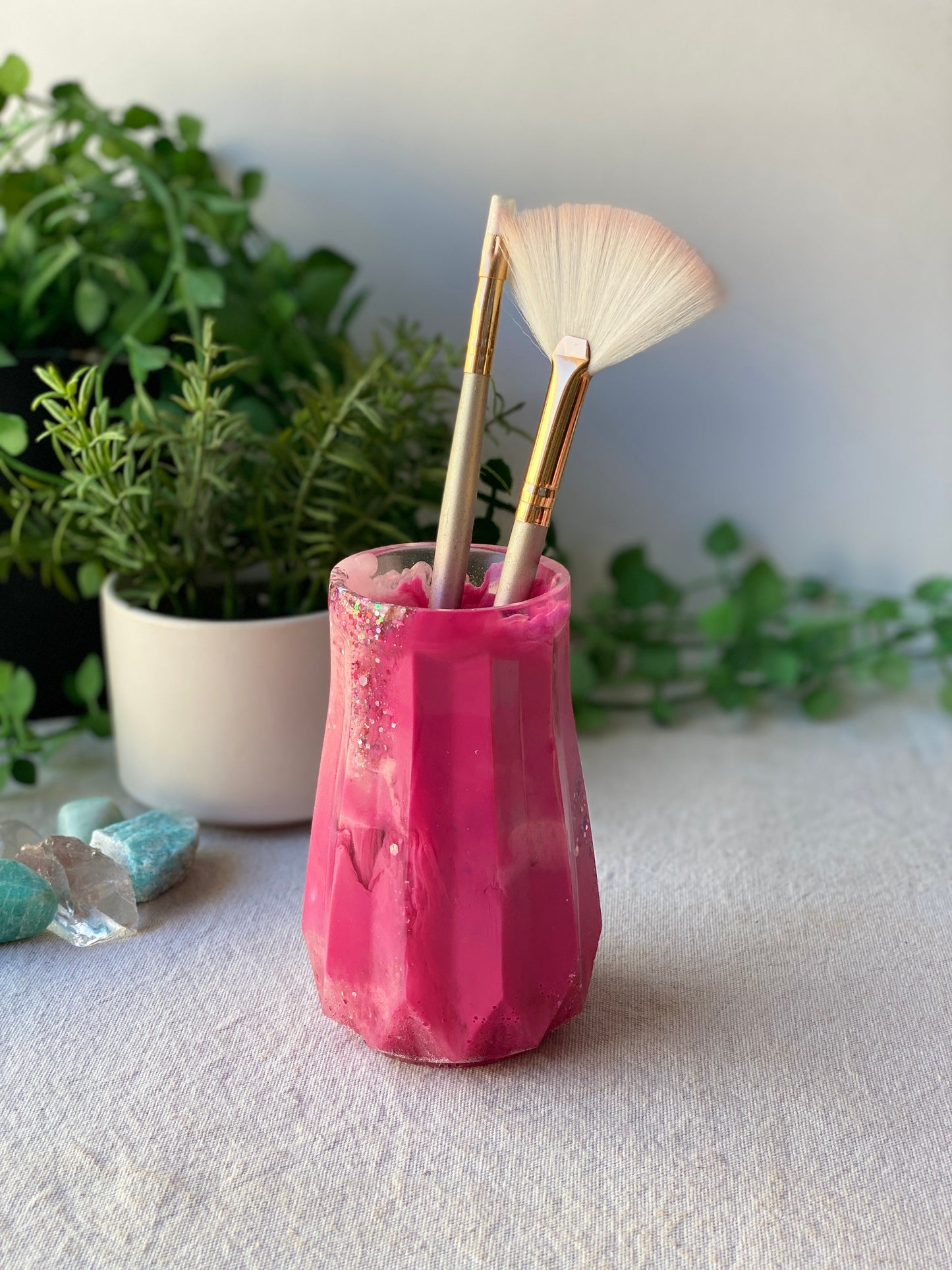 RESIN VASE - purple and gold mix