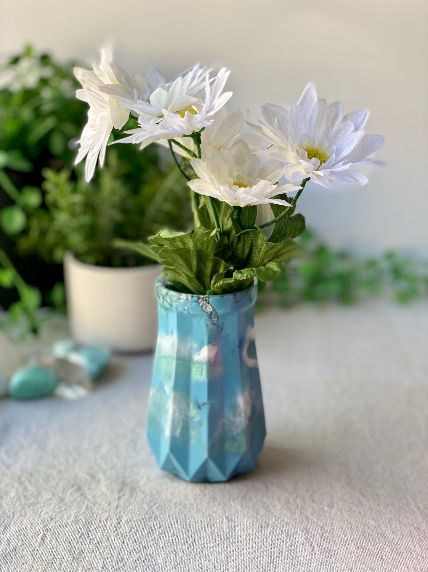 RESIN VASE - purple and gold mix