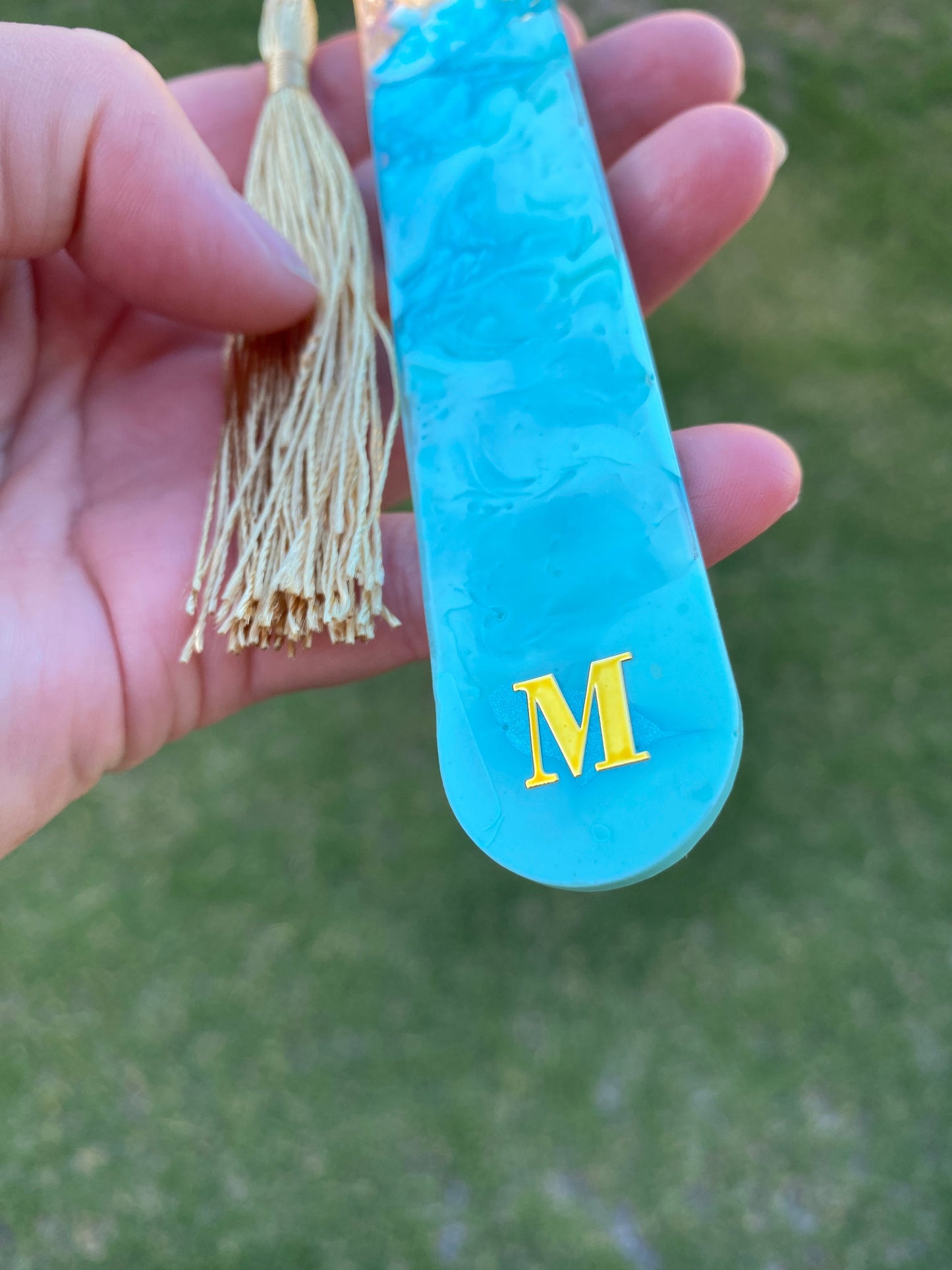 BOOKMARK - created in seafoam resin with gold flakes