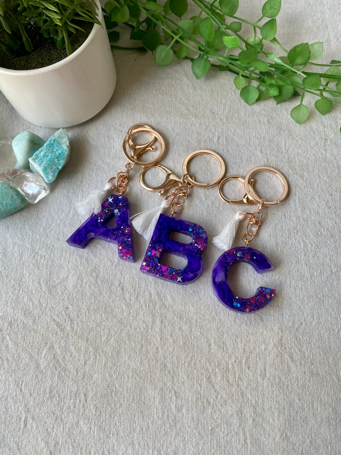 LOVE LETTERS - alphabet keyrings - PURPLE