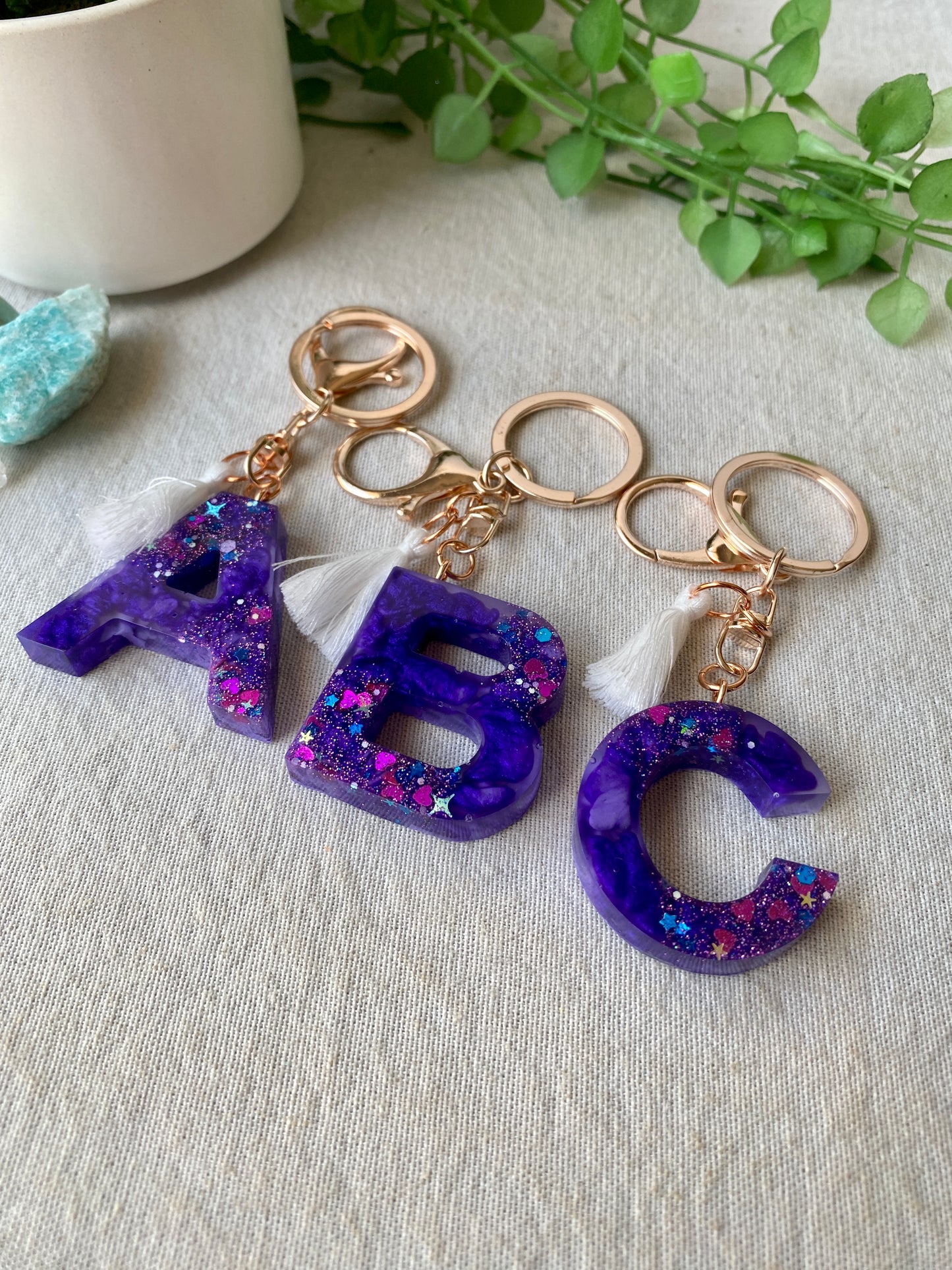 LOVE LETTERS - alphabet keyrings - PURPLE