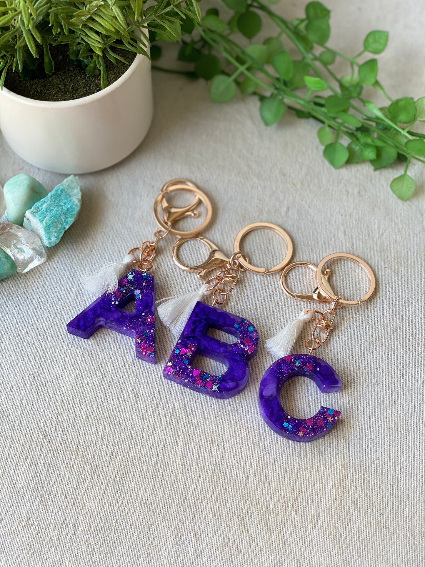 LOVE LETTERS - alphabet keyrings - PURPLE