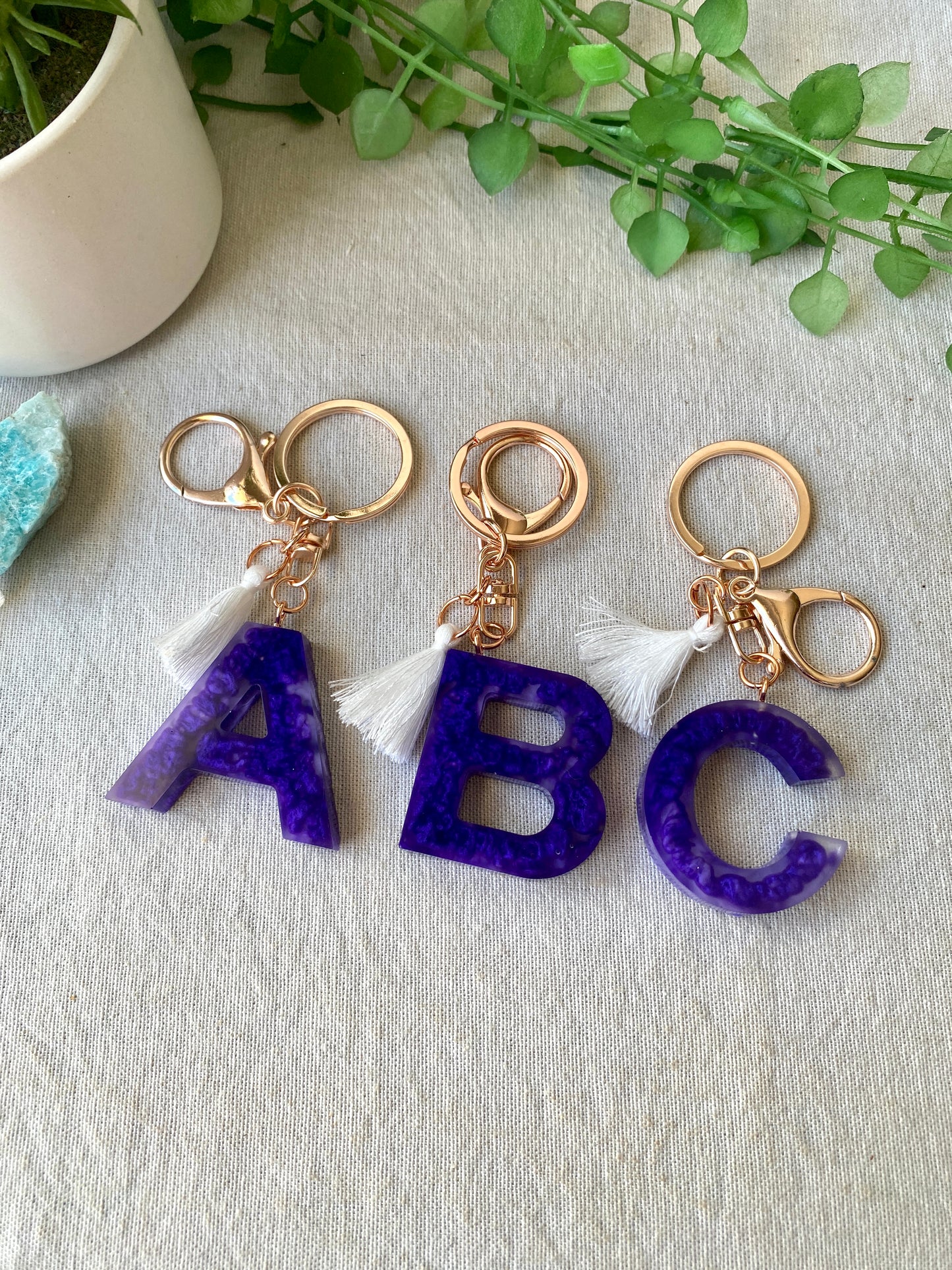 LOVE LETTERS - alphabet keyrings - PURPLE