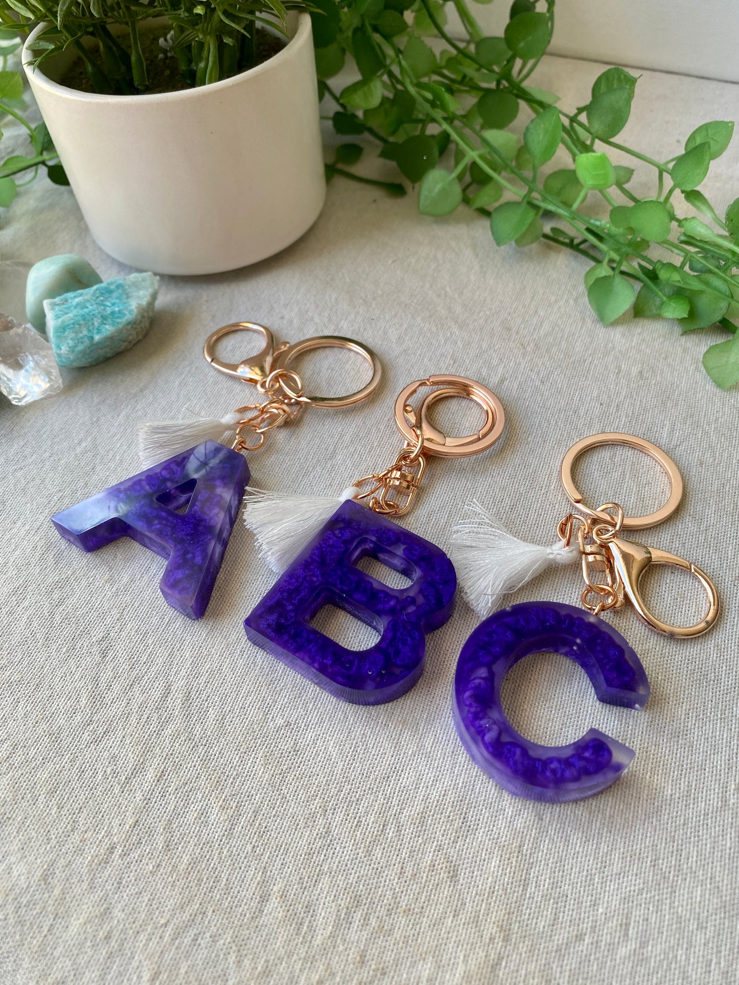 LOVE LETTERS - alphabet keyrings - PURPLE