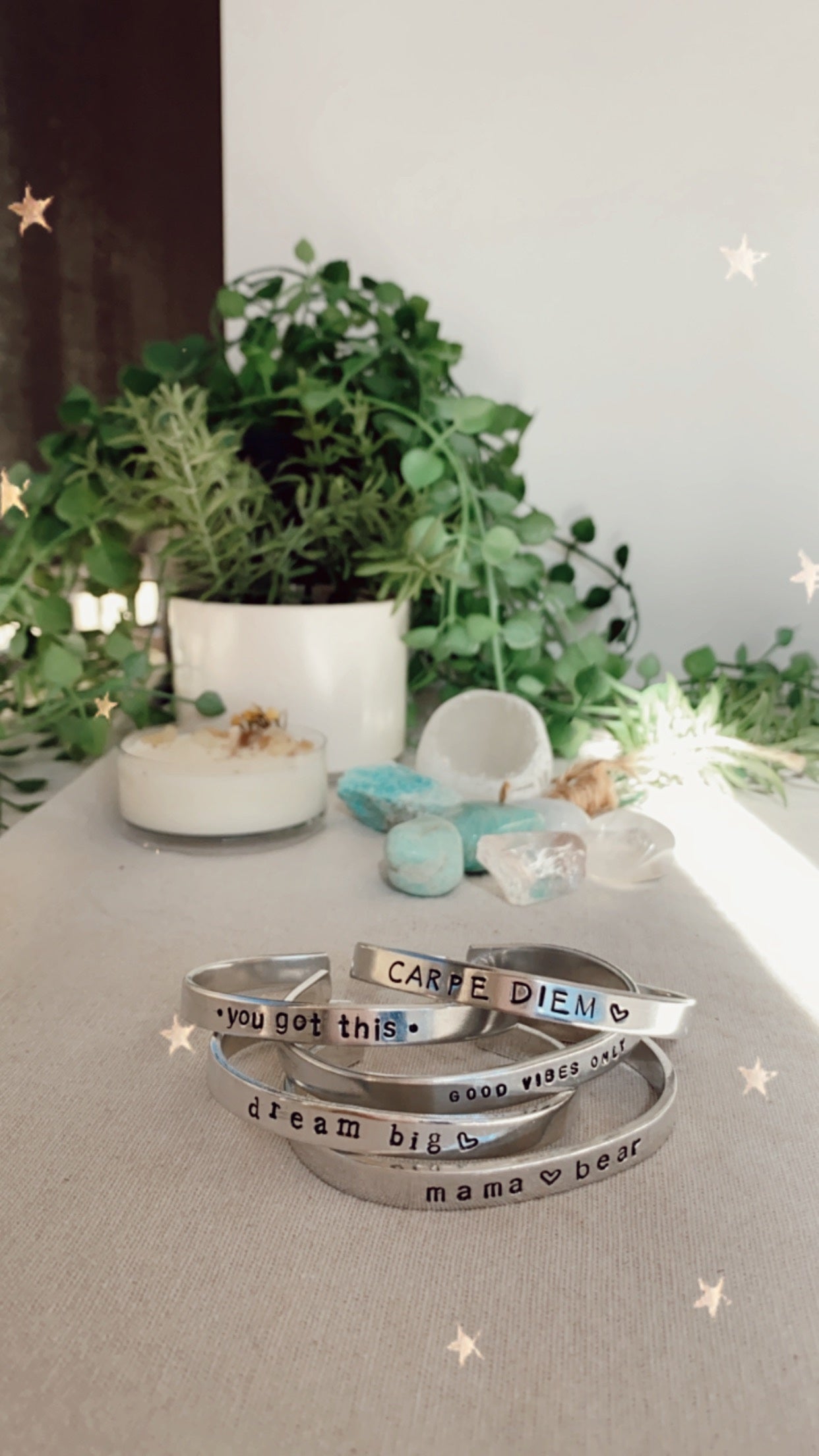 CUSTOM RESINATING WORDS - hand stamped ladies cuff bangle with your choice of words - Font 2