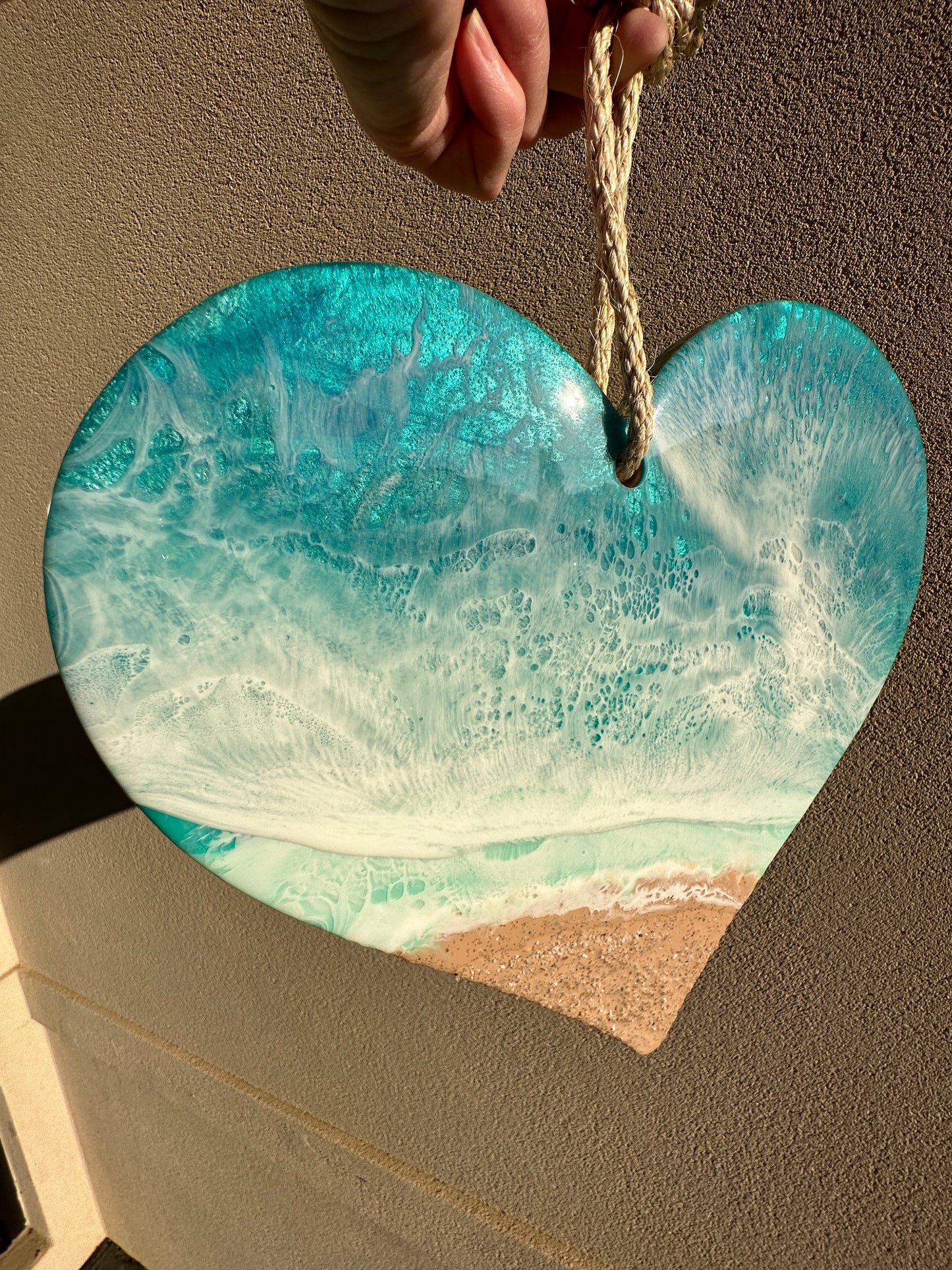 CHERISH - ocean style heart shaped wall art with dimensional waves