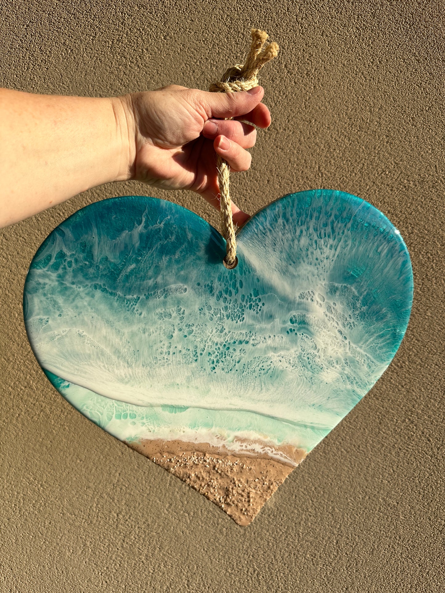 CHERISH - ocean style heart shaped wall art with dimensional waves