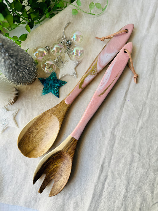 SALAD SERVERS - blush pink