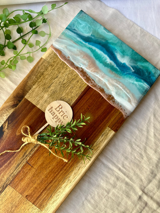 SERVING BOARD - ocean blues with copper sand