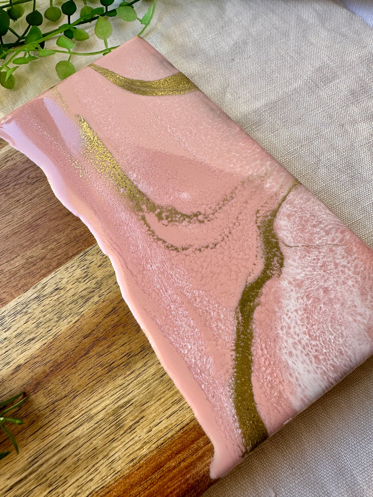 SERVING BOARD - blush pink and gold