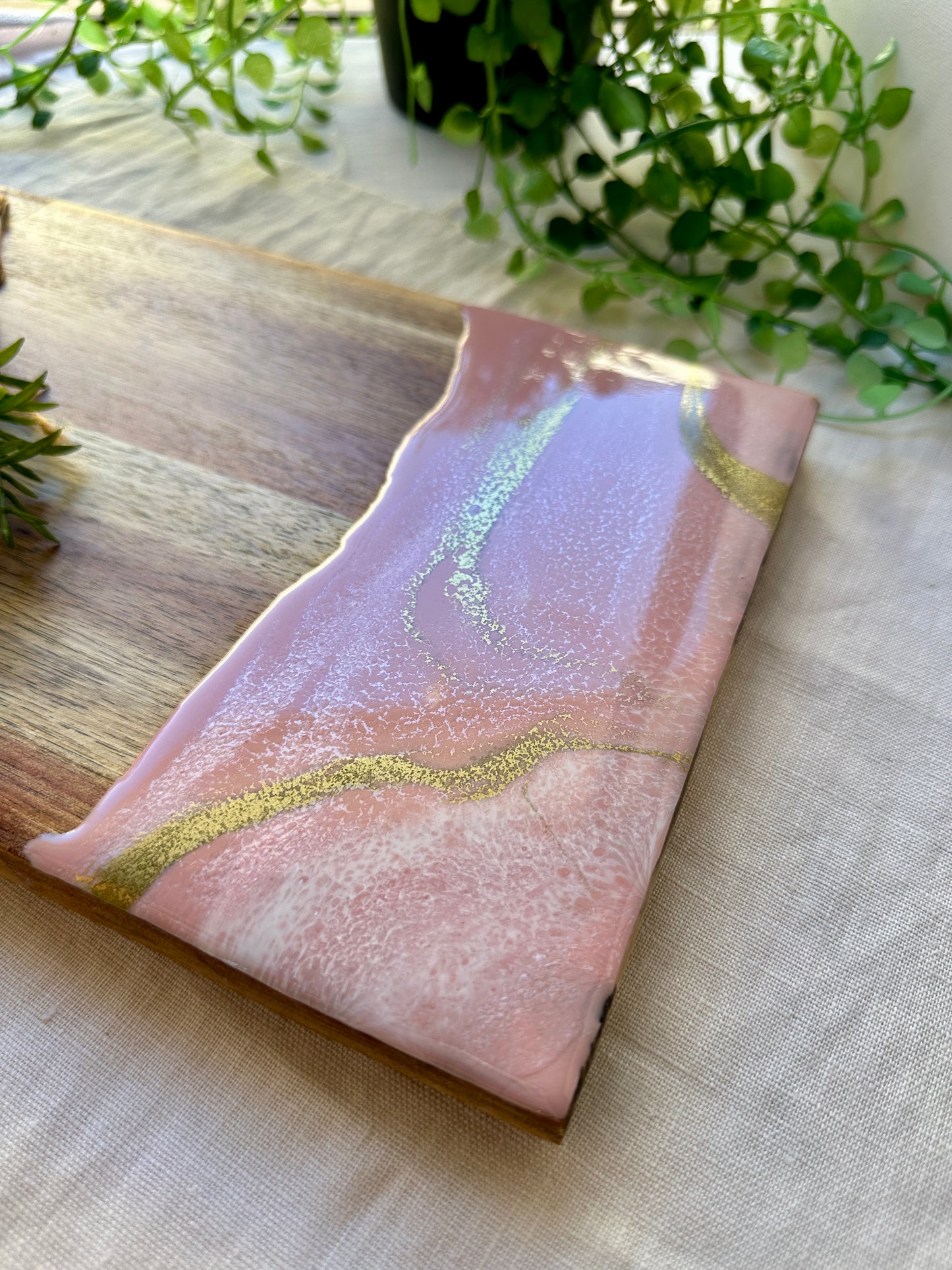 SERVING BOARD - blush pink and gold