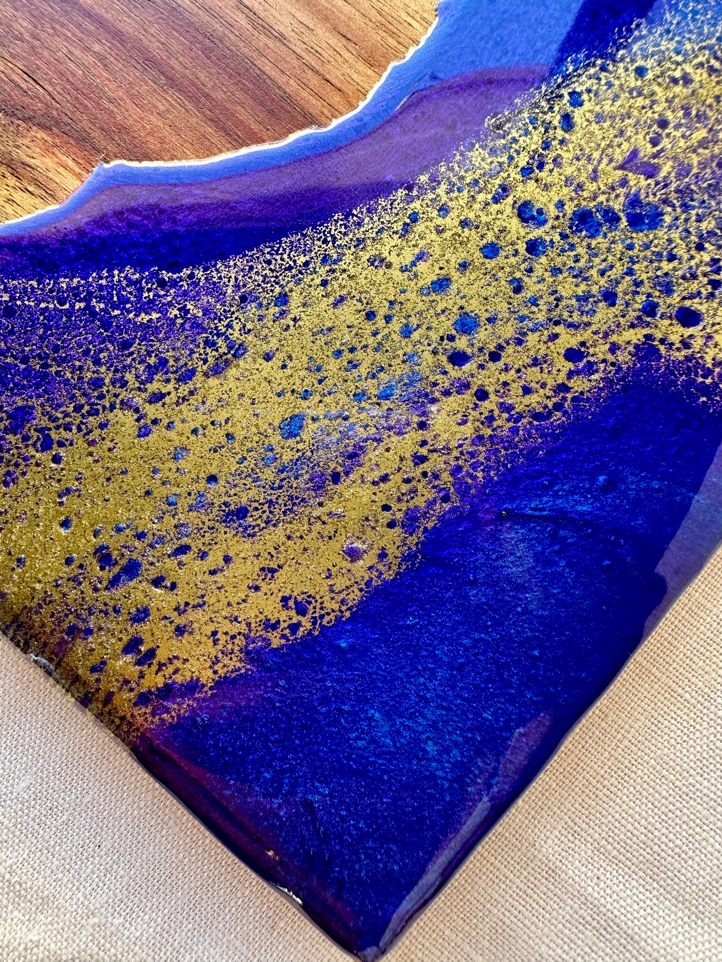 SERVING BOARD - metallic purple, electric blue and gold board