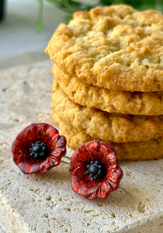 Lest We Forget - Red poppy earrings