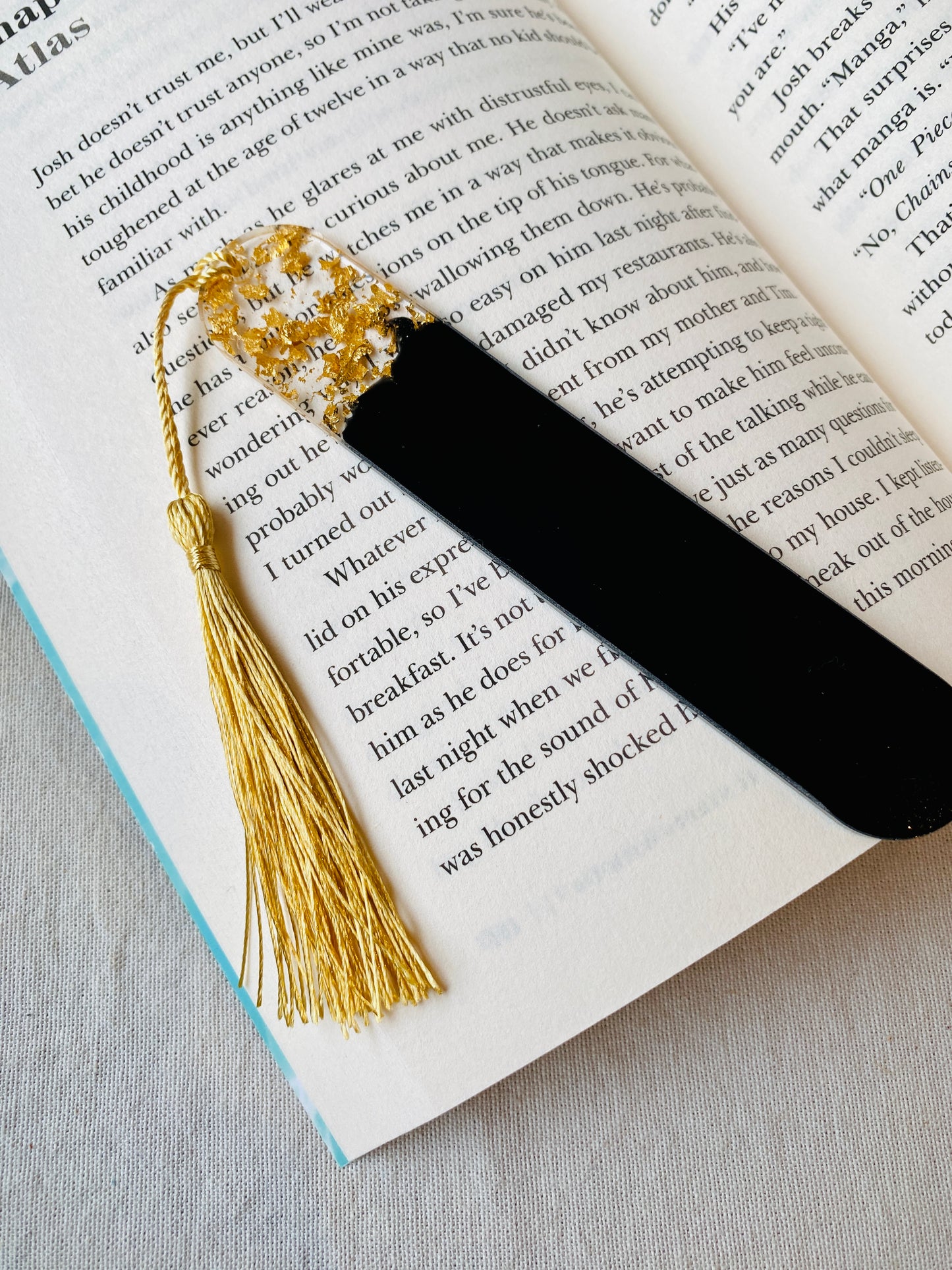 BOOKMARK - created in black resin with gold flakes - limited edition