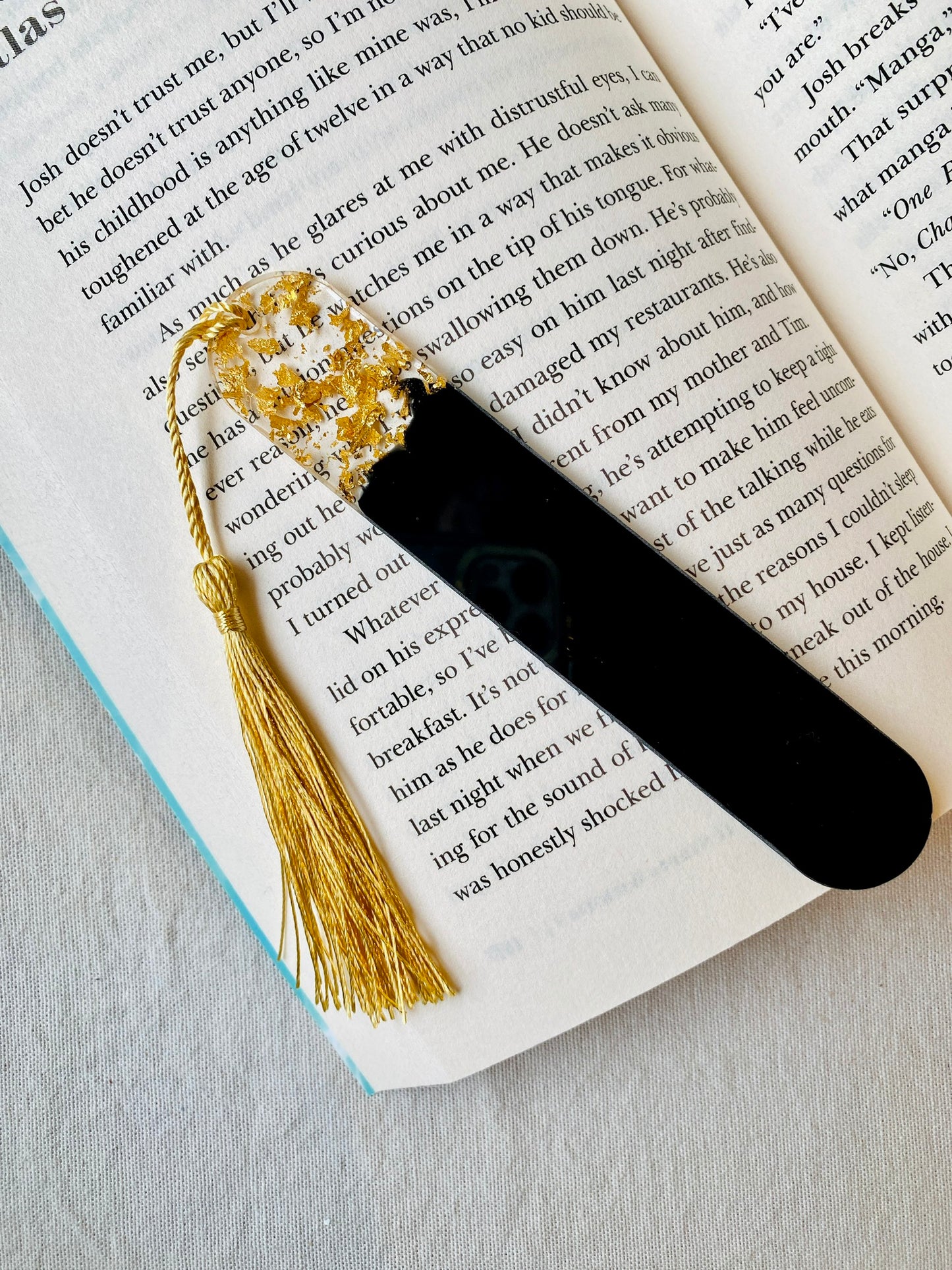 BOOKMARK - created in black resin with gold flakes - limited edition