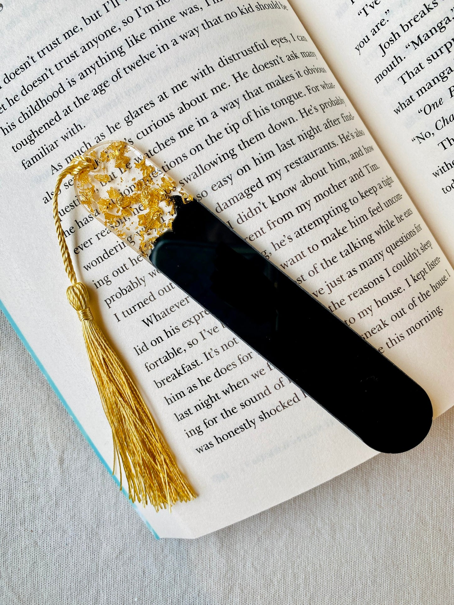 BOOKMARK - created in black resin with gold flakes - limited edition