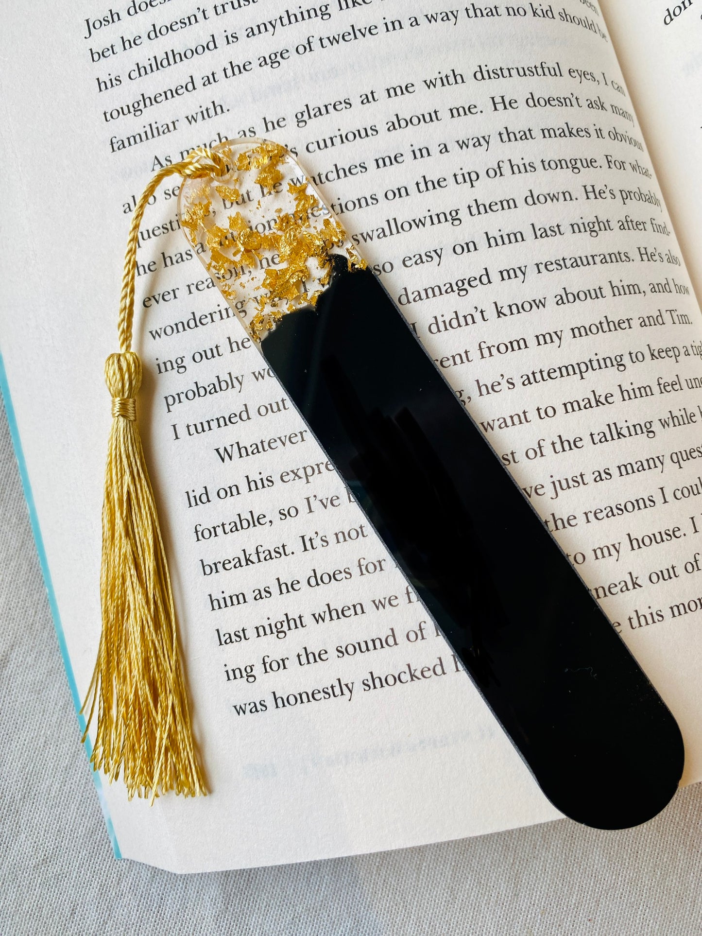 BOOKMARK - created in black resin with gold flakes - limited edition