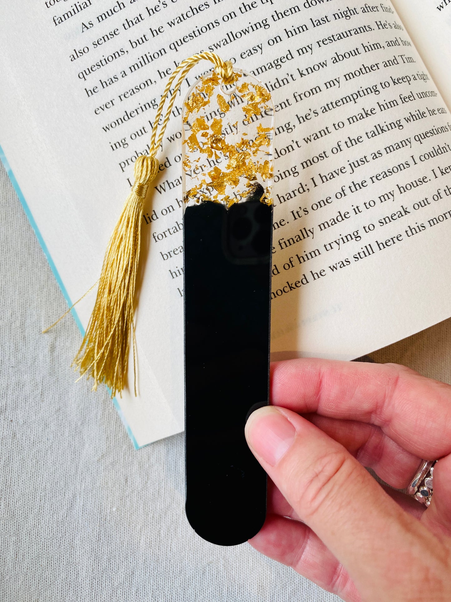 BOOKMARK - created in black resin with gold flakes - limited edition
