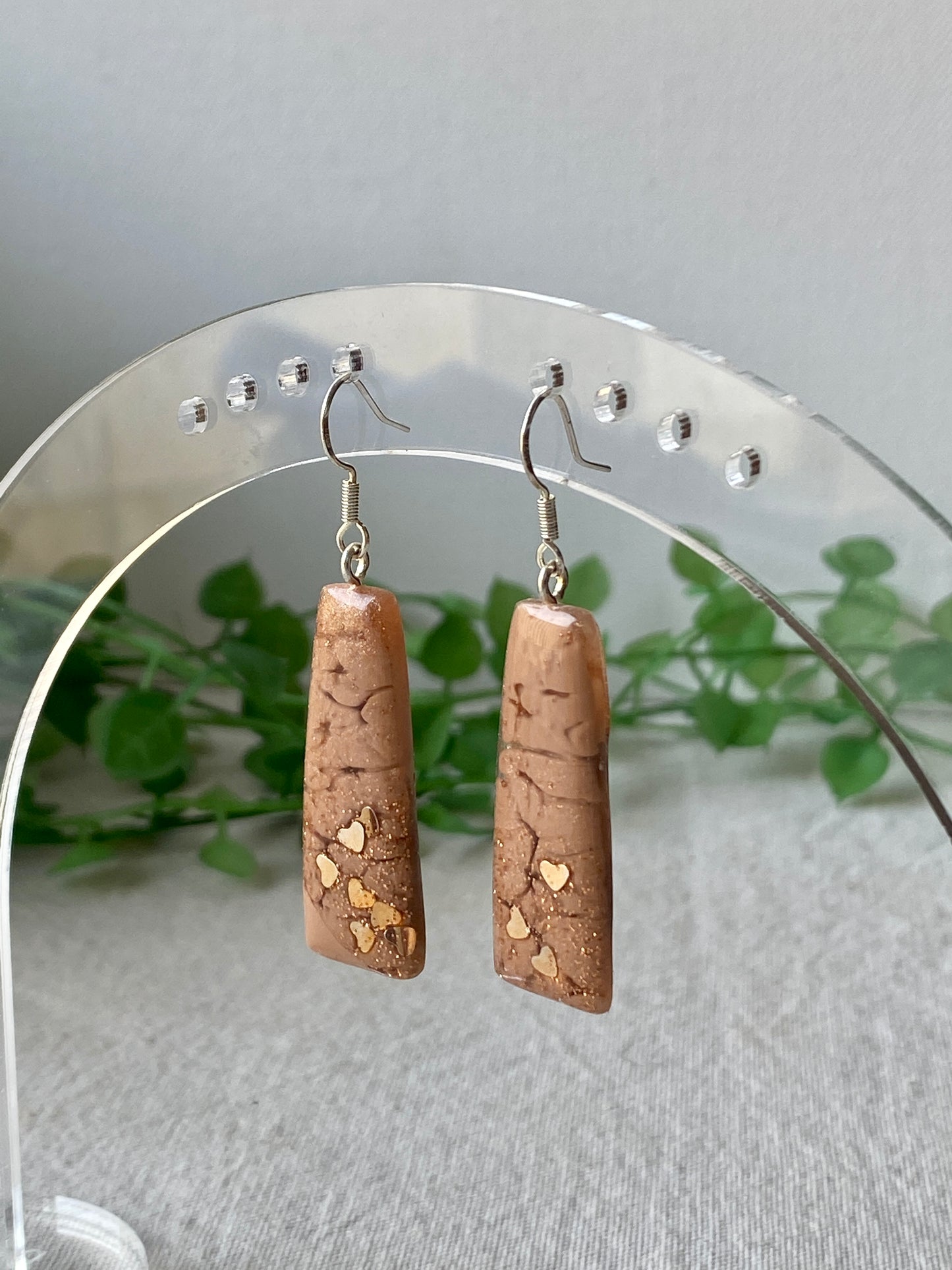 Resin earrings - cafe latte dangles - READY TO POST