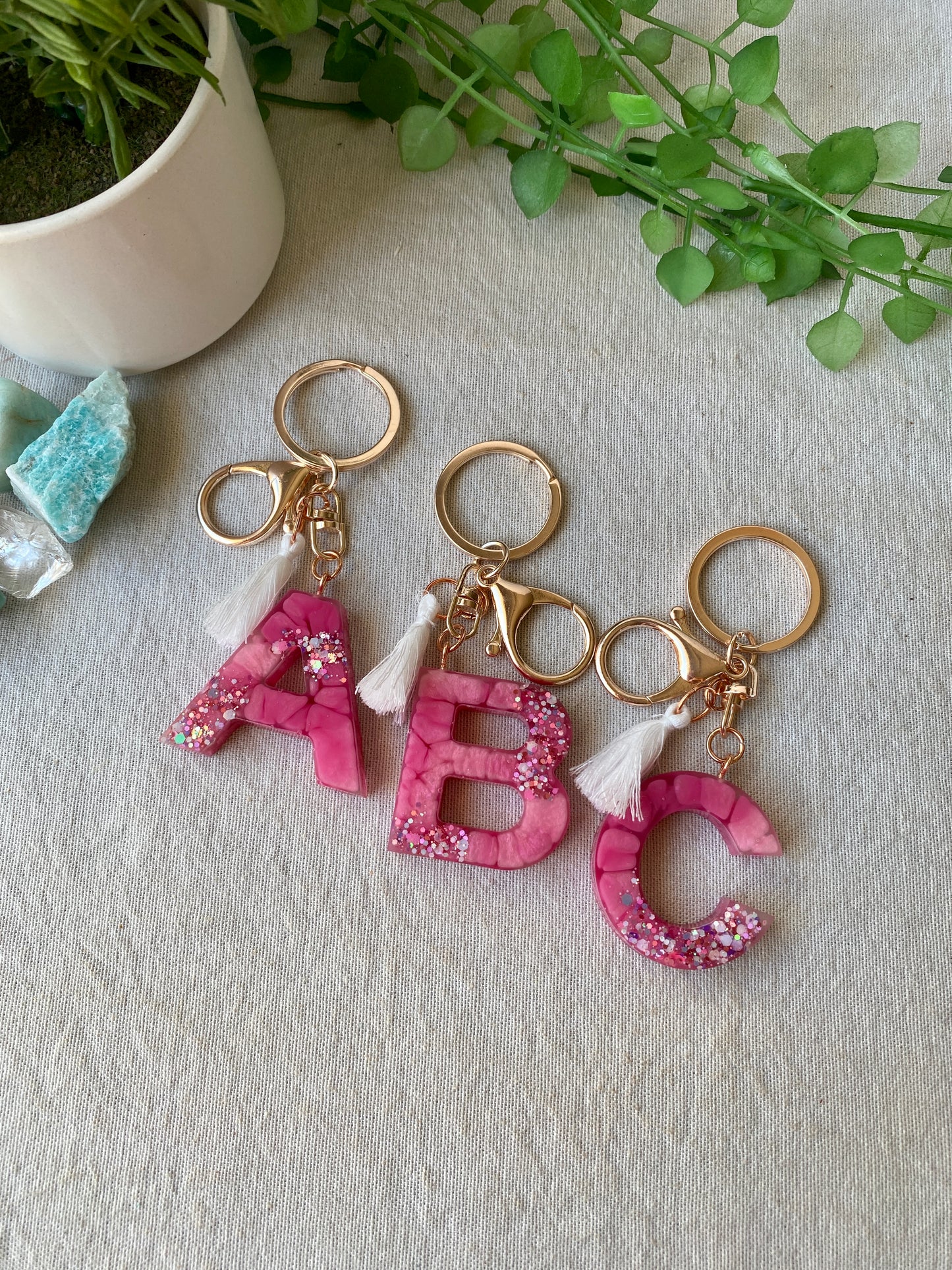 LOVE LETTERS - alphabet keyrings - PINK