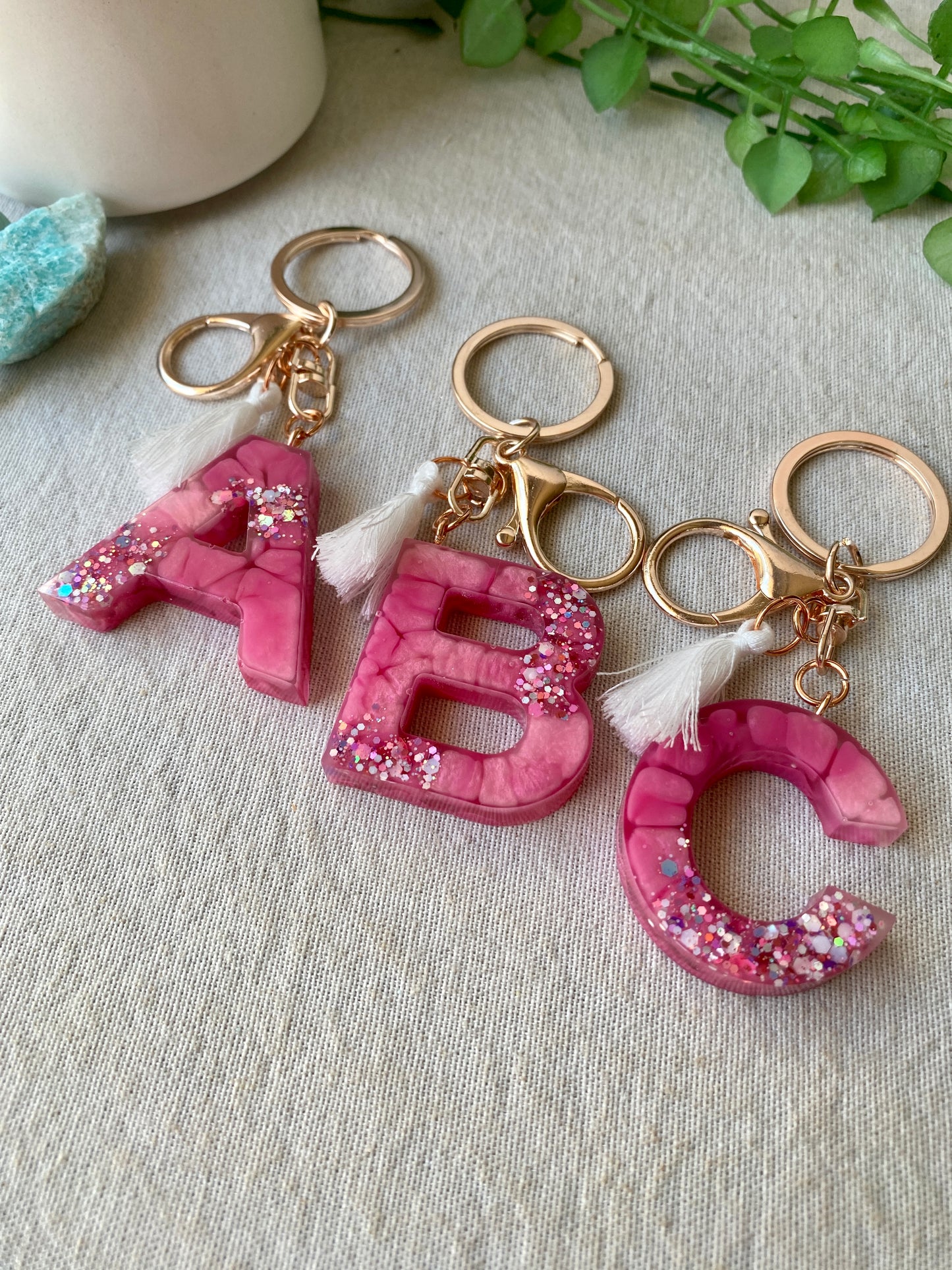 LOVE LETTERS - alphabet keyrings - PINK