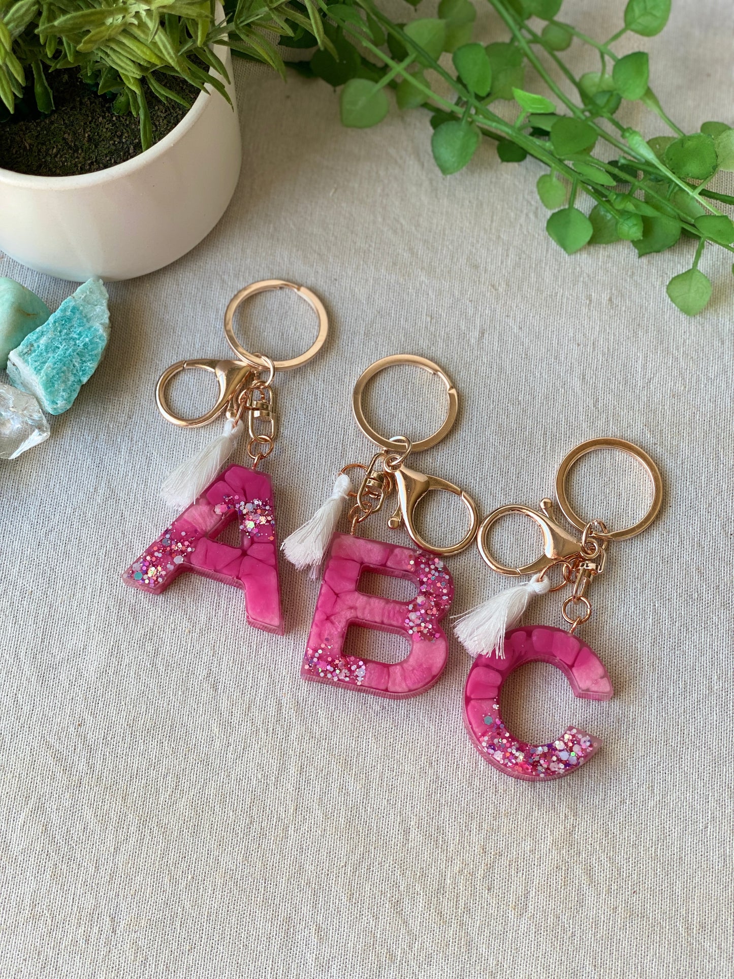 LOVE LETTERS - alphabet keyrings - PINK