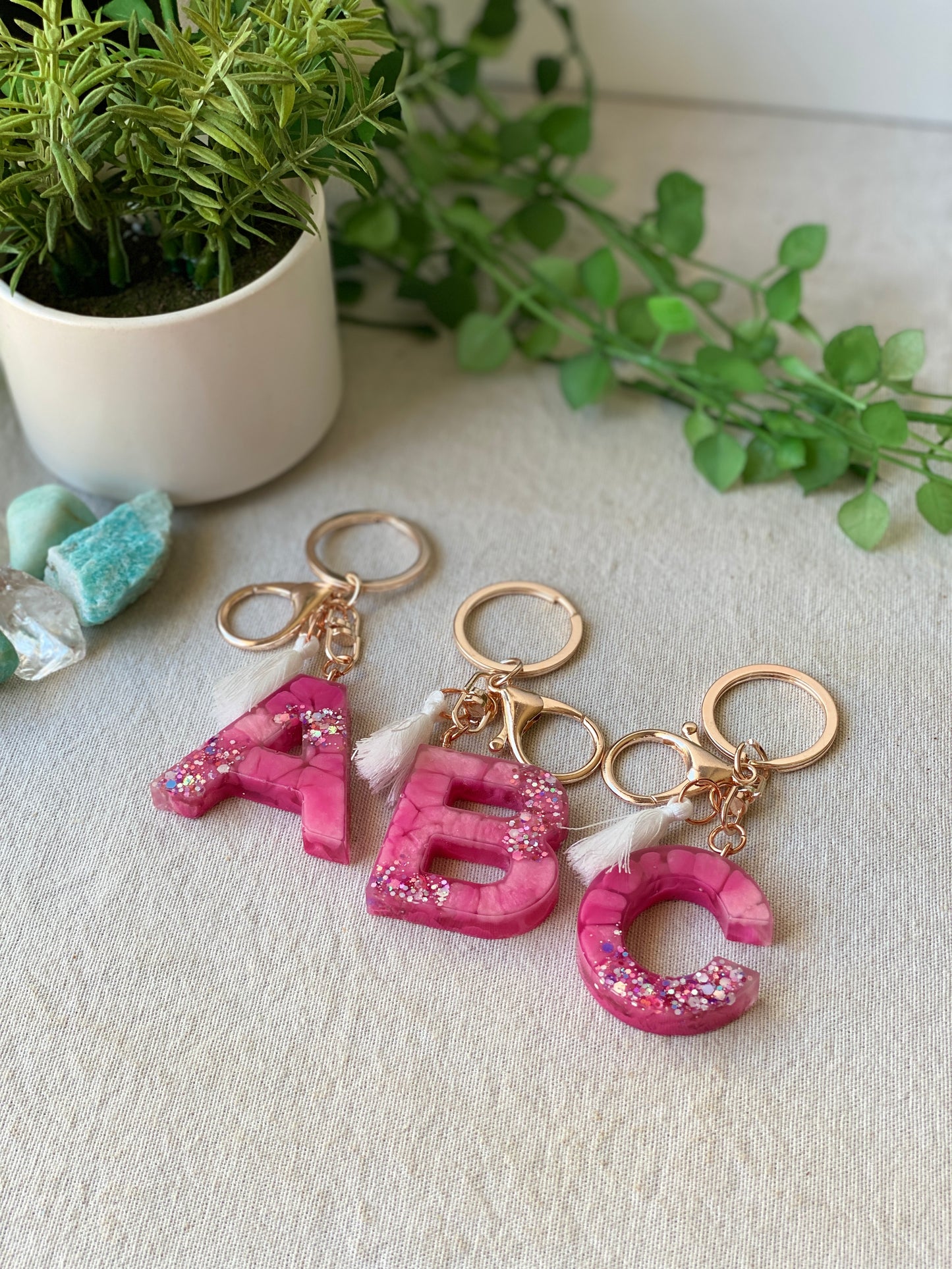 LOVE LETTERS - alphabet keyrings - PINK