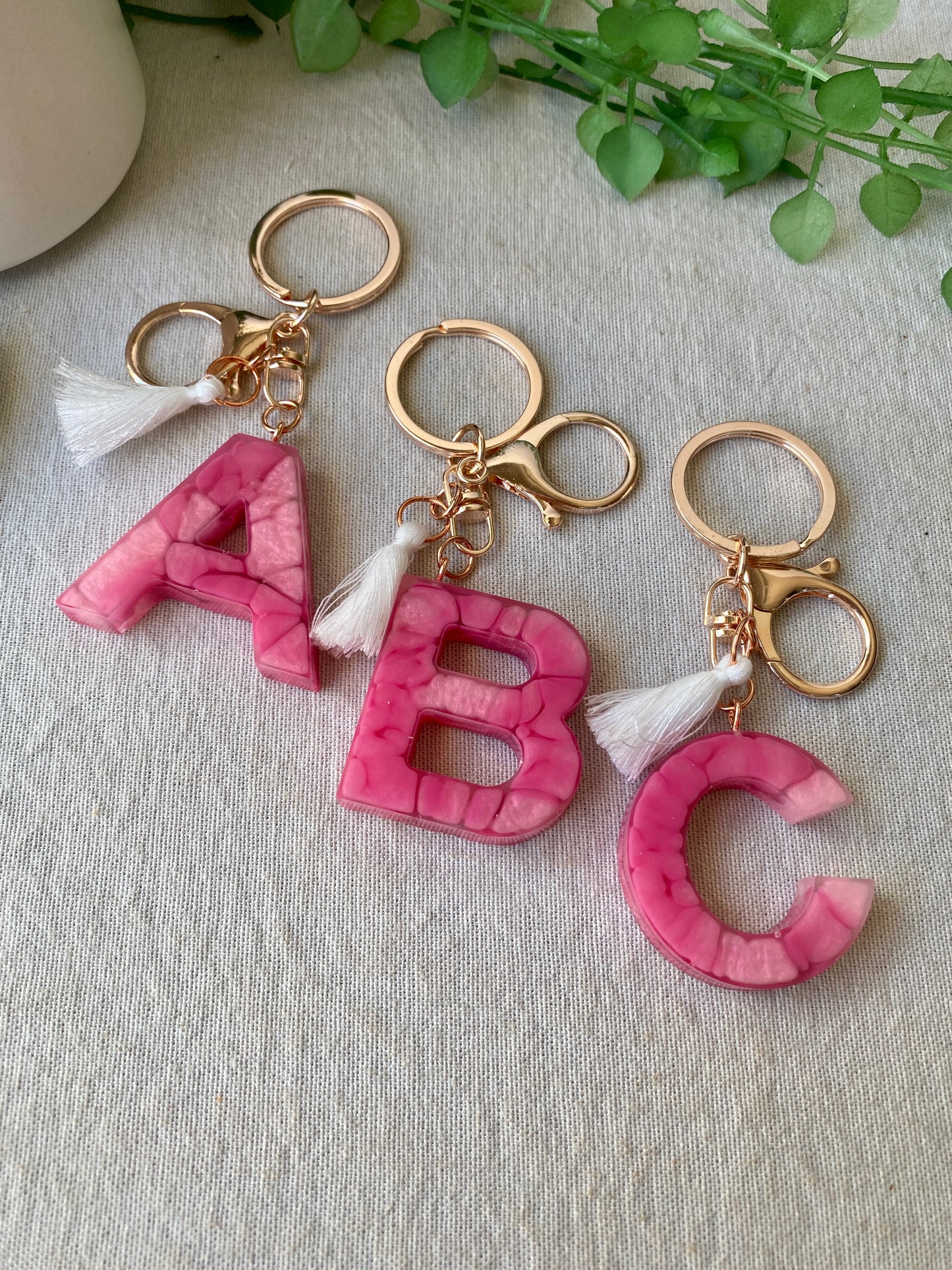 LOVE LETTERS - alphabet keyrings - PINK