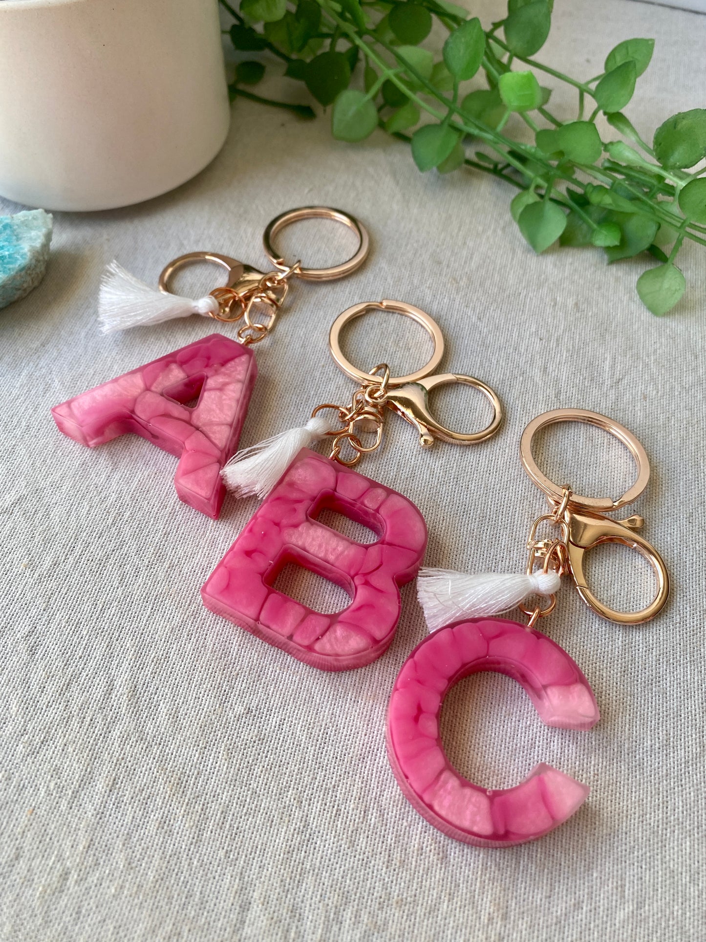 LOVE LETTERS - alphabet keyrings - PINK