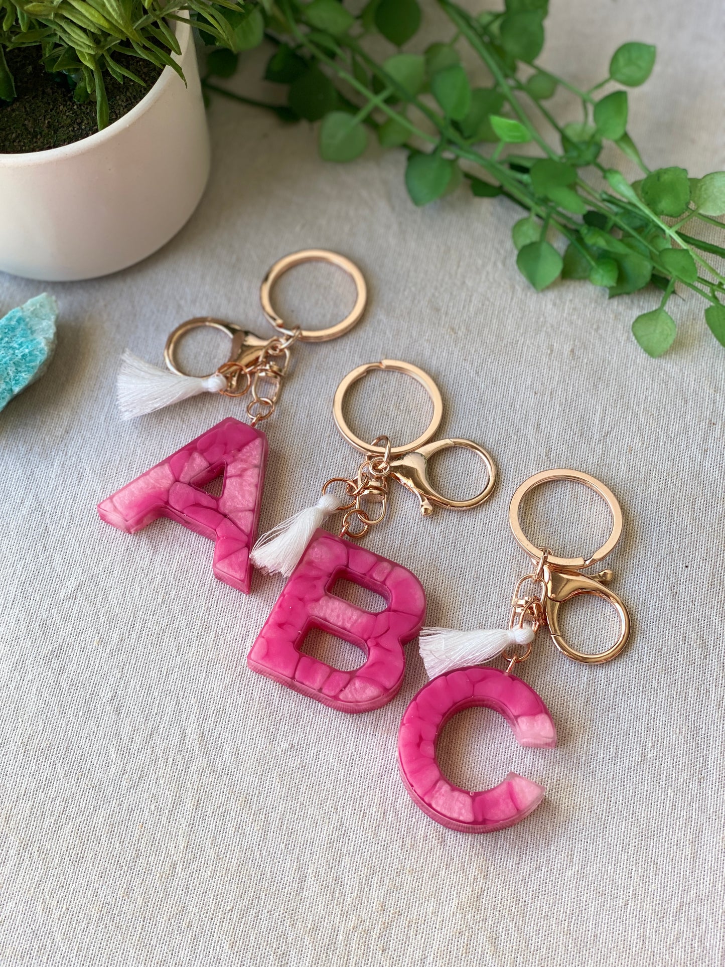 LOVE LETTERS - alphabet keyrings - PINK