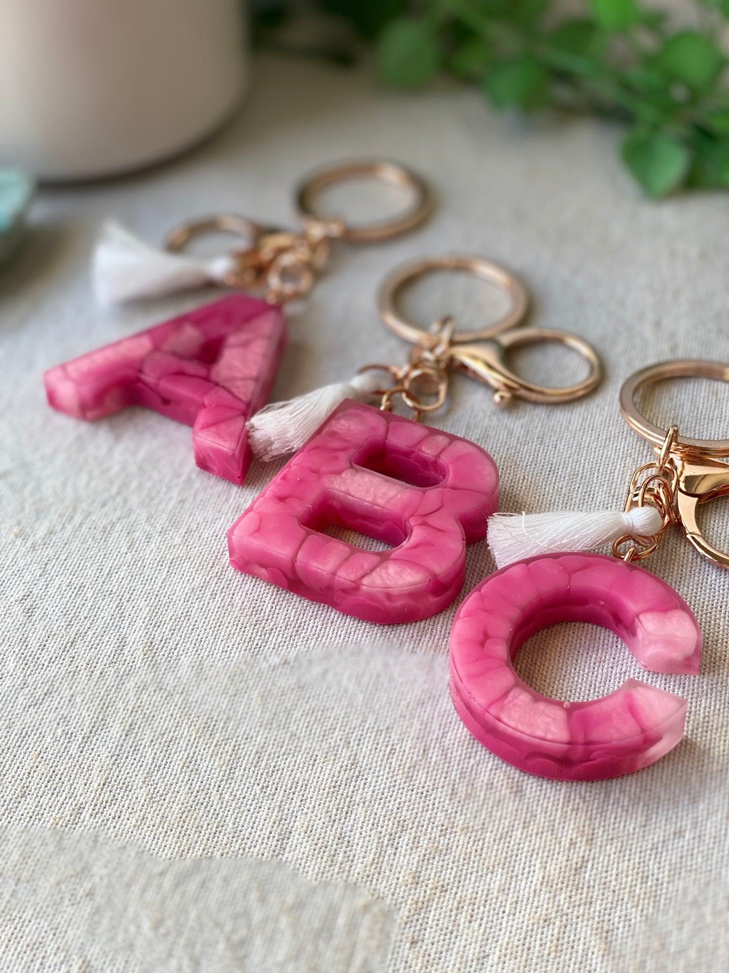 LOVE LETTERS - alphabet keyrings - PINK