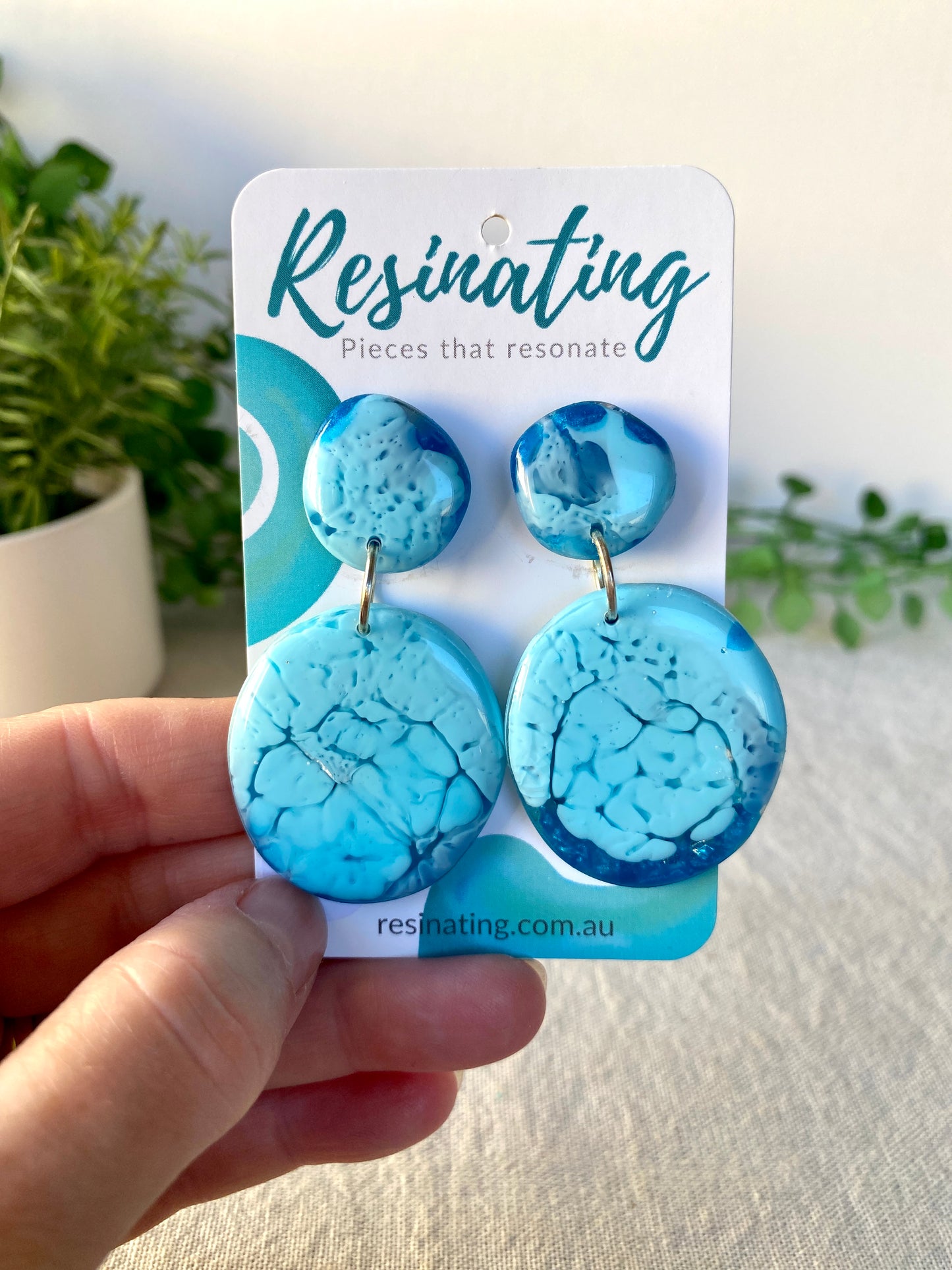 Sky blue dangles - hand cast resin dangle earrings - READY TO POST