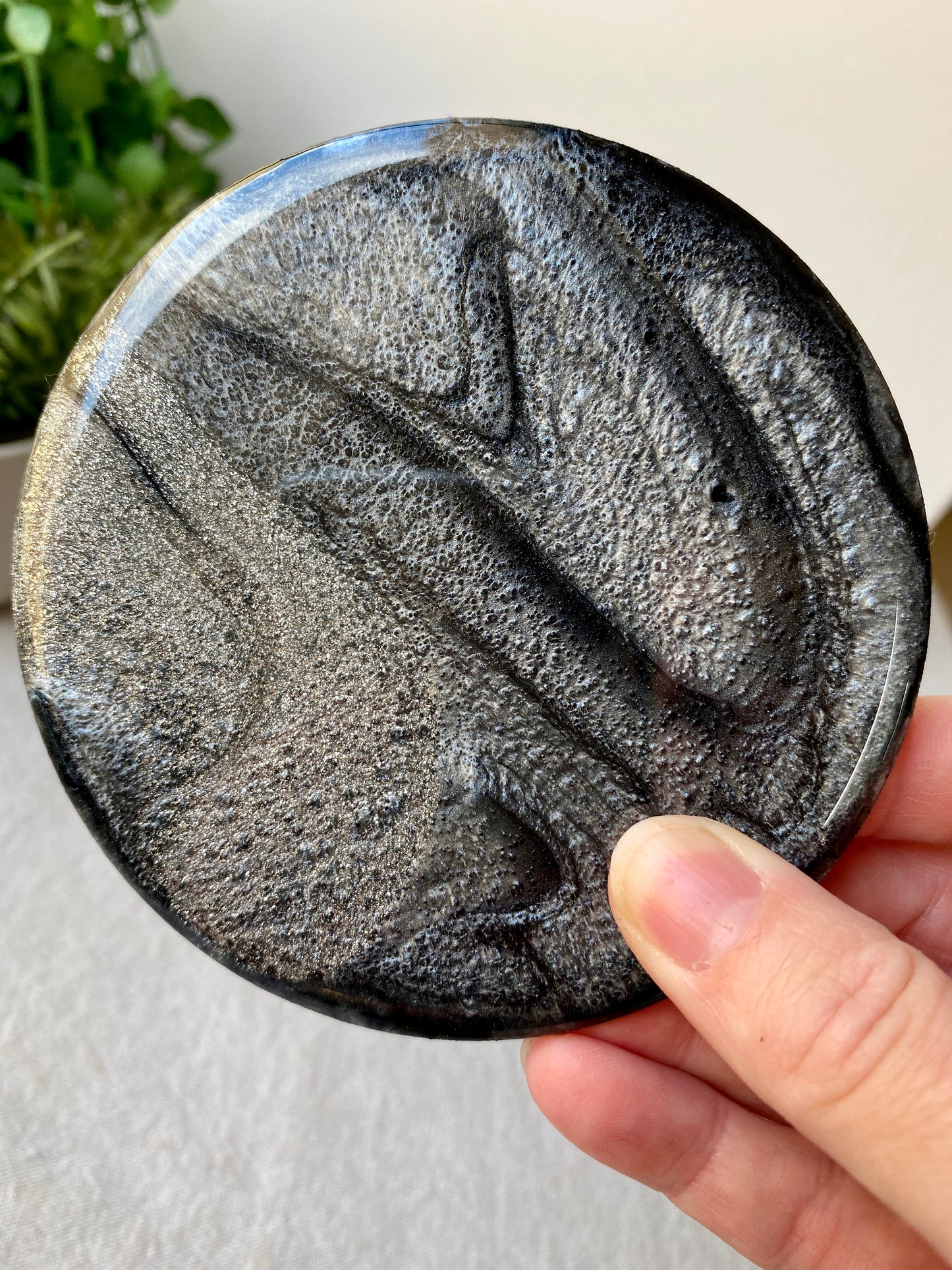 Metallic monochrome resin art coasters - set of 4 - READY TO POST