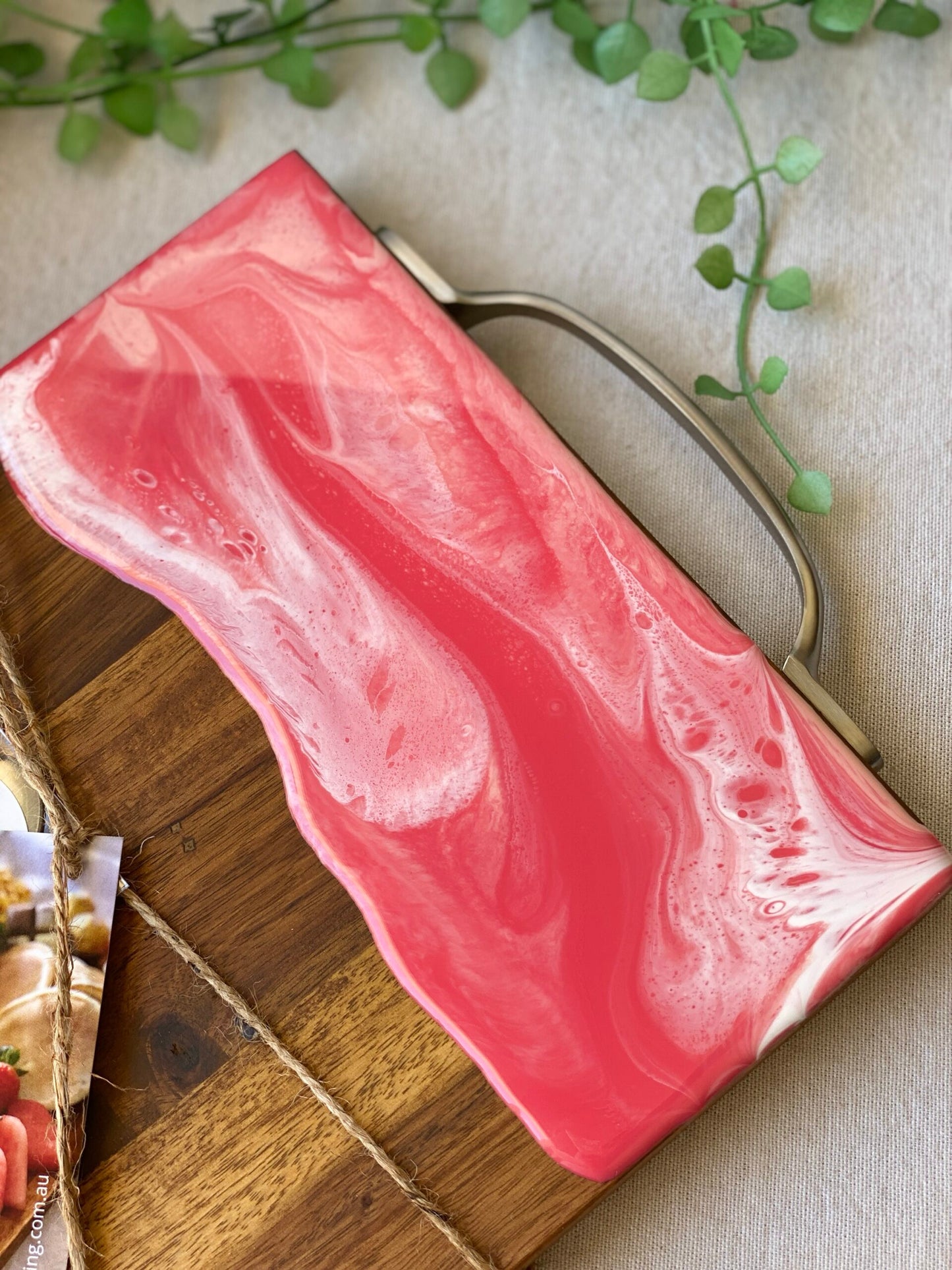 SERVING BOARD - watermelon crush and white serving board with FREE matching knife - ready to post